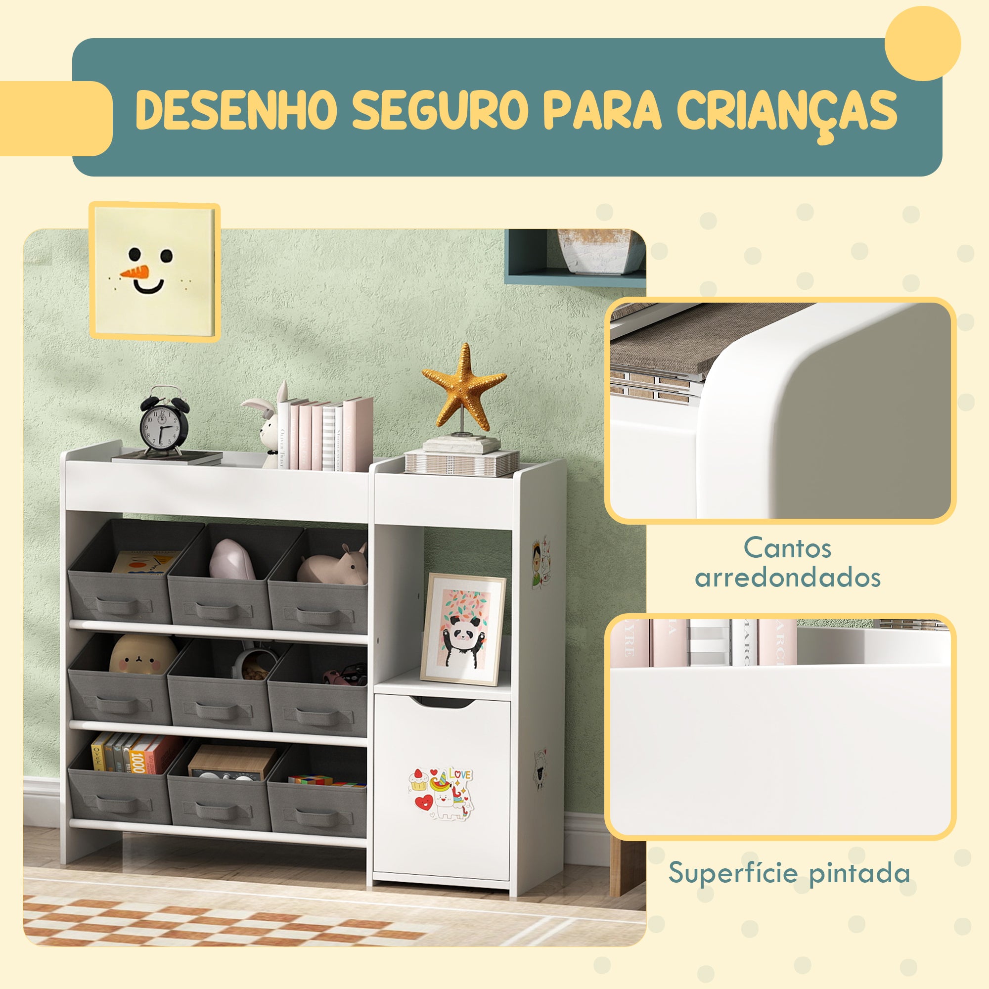 Organizador de Brinquedos Infantil 92x30x80 cm - Branco