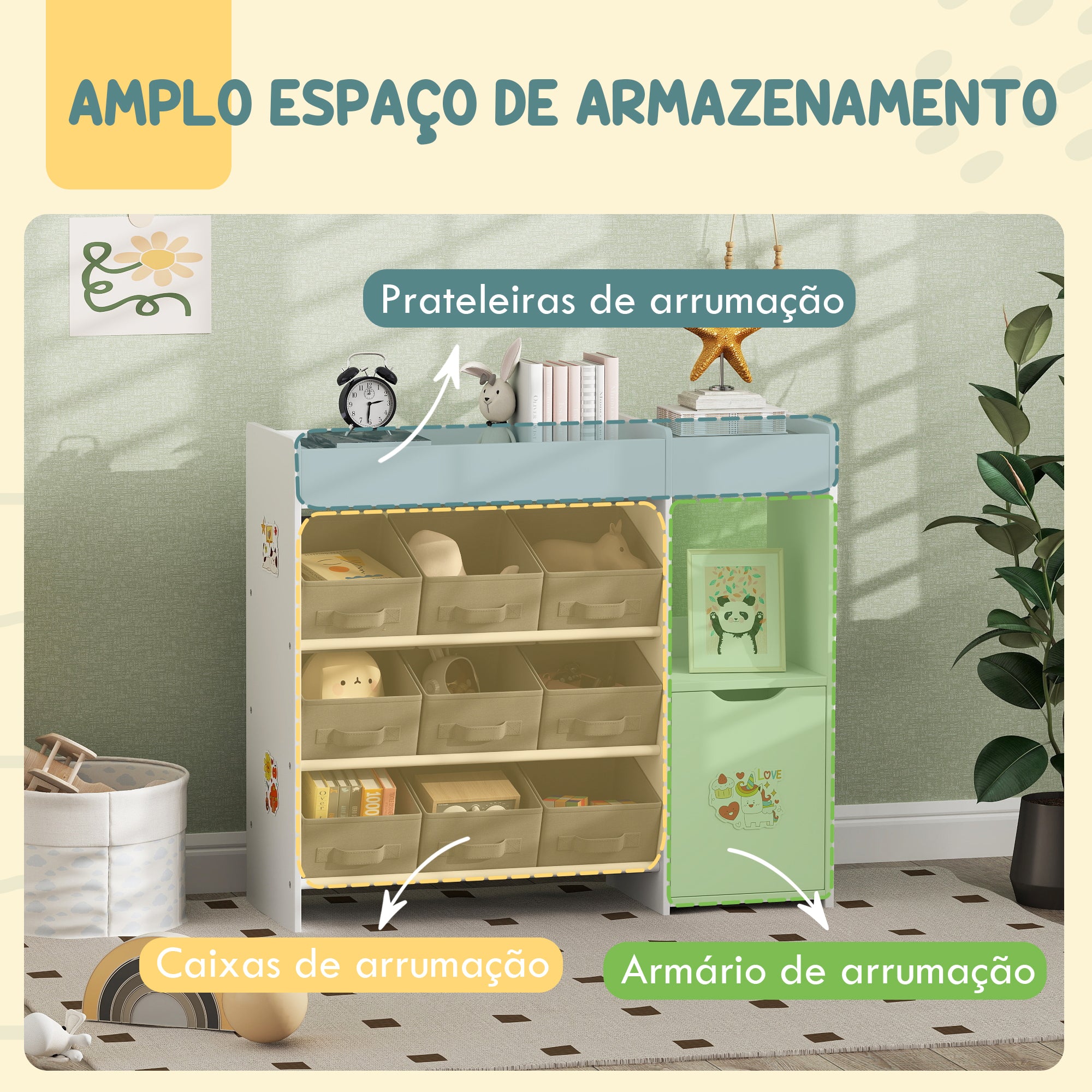Organizador de Brinquedos Infantil 92x30x80 cm - Branco