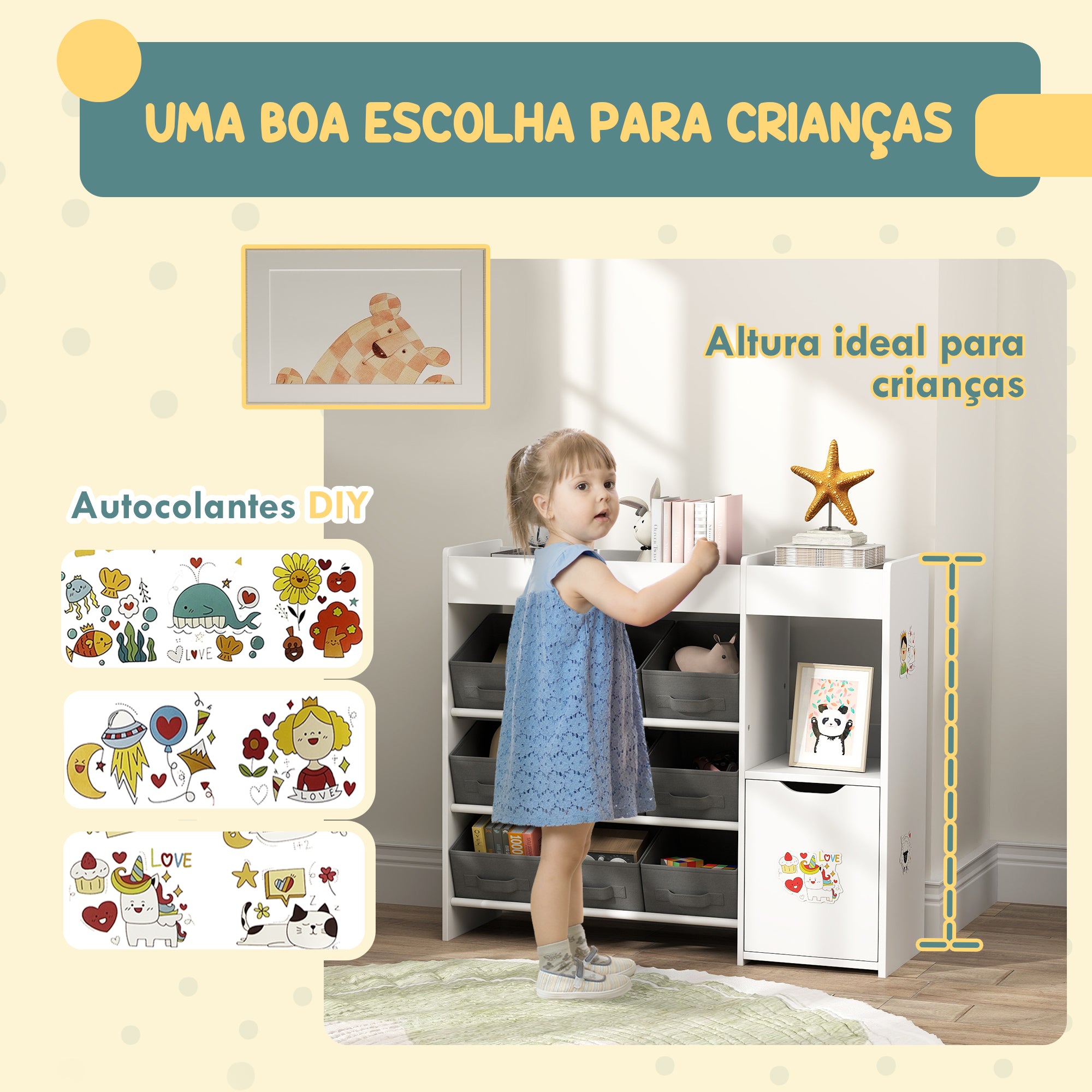 Organizador de Brinquedos Infantil 92x30x80 cm - Branco