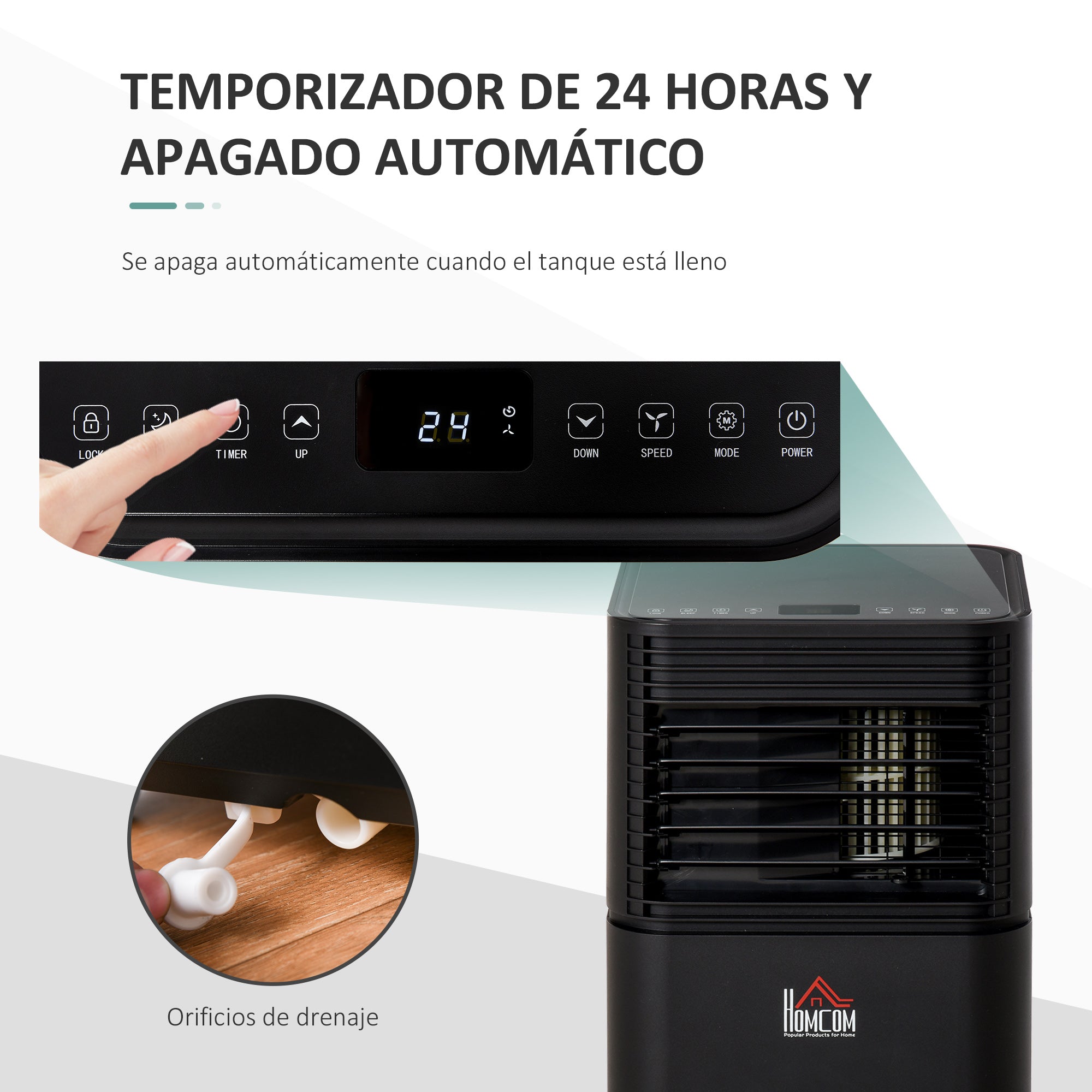 Ar Condicionado Portátil 5000BTU 4 em 1 Desumidificador Refrigerador R290 Móvel 30,5x32,5x68cm Preto