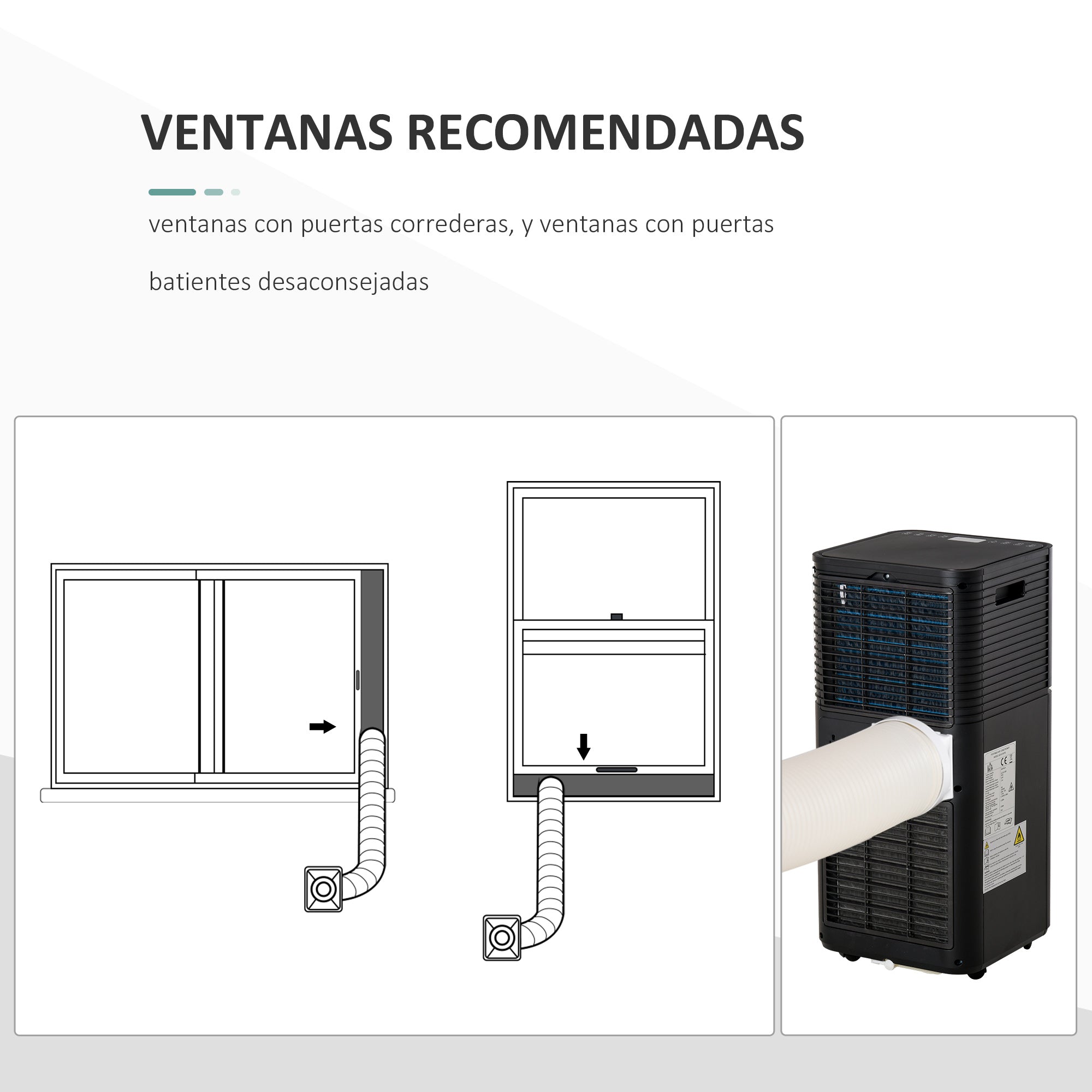 Ar Condicionado Portátil 5000BTU 4 em 1 Desumidificador Refrigerador R290 Móvel 30,5x32,5x68cm Preto