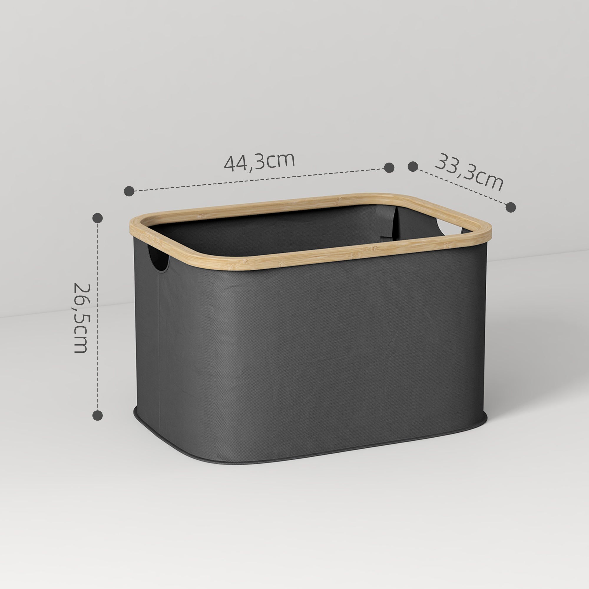 Cesto para Roupa Dobrável – 44,3x33,3x26,5 cm – Preto – Poliéster