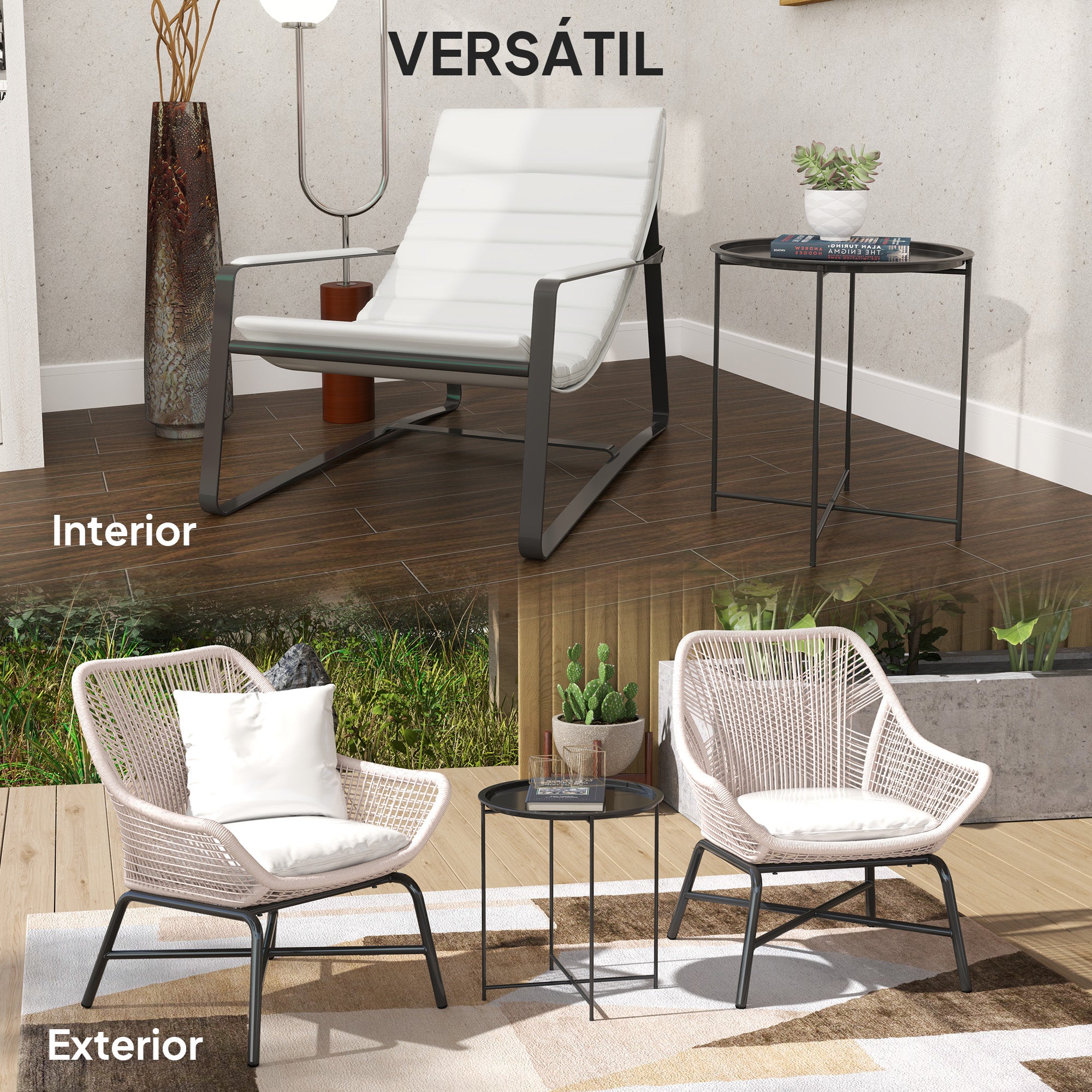 Mesa Auxiliar Redonda Ø46x50 cm - Cor Preto