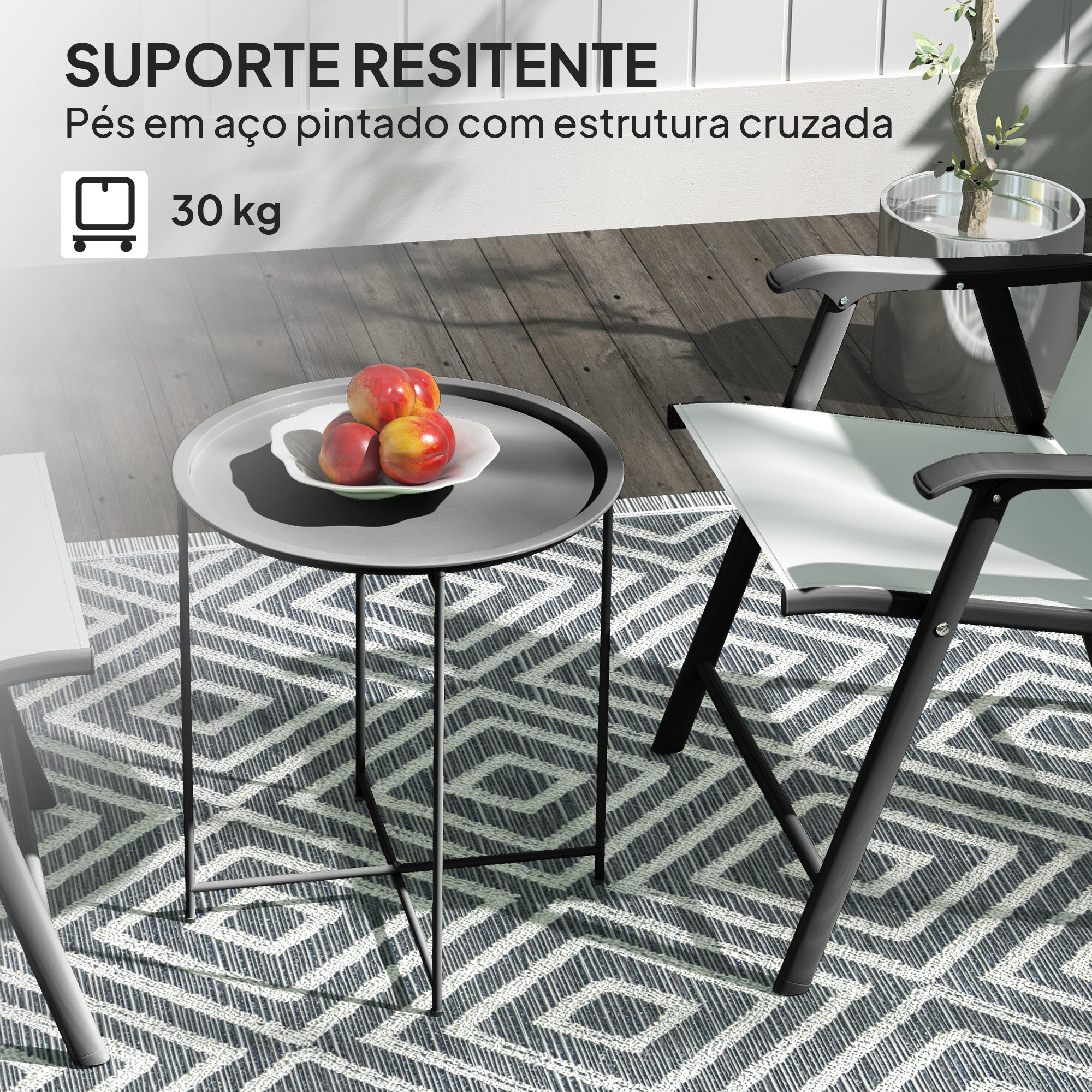 Mesa Auxiliar Redonda Ø46x50 cm - Cor Preto