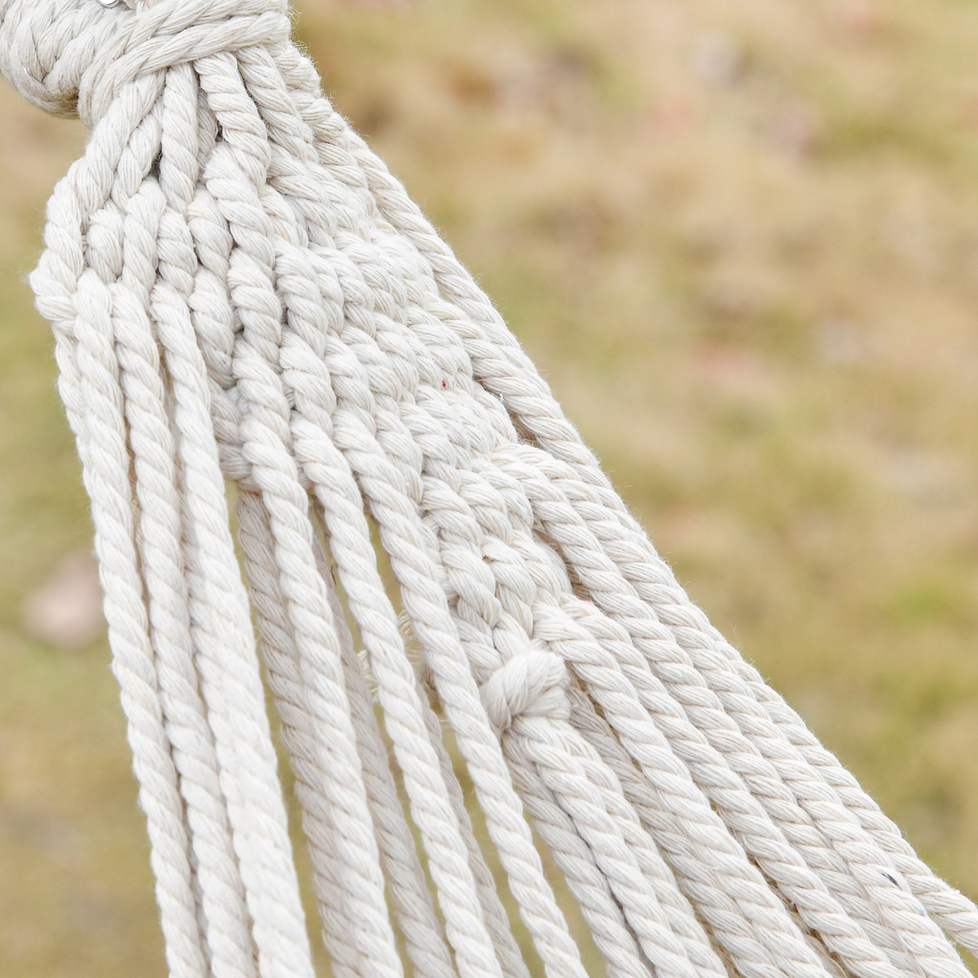 Cama de Rede Suspensa 288x150 cm em Algodão Creme Branco