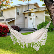 Cama de Rede Suspensa 288x150 cm em Algodão Creme Branco