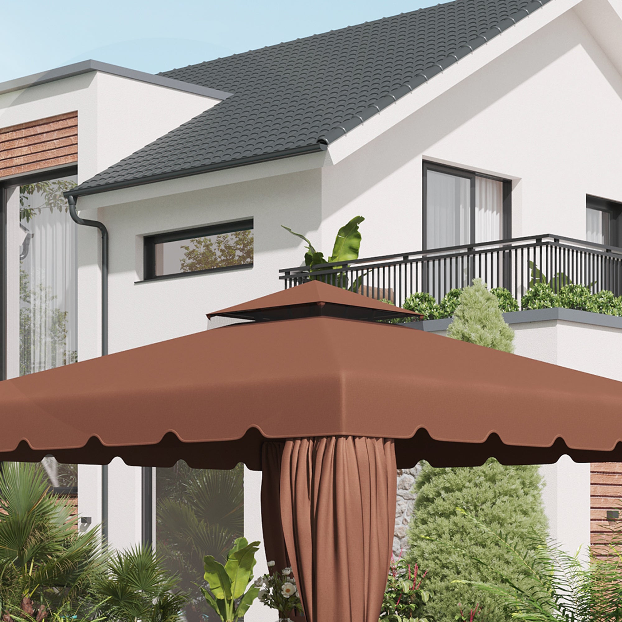 Toldo de Substituição para Pérgola – 300x300 cm – Marrom – Poliéster