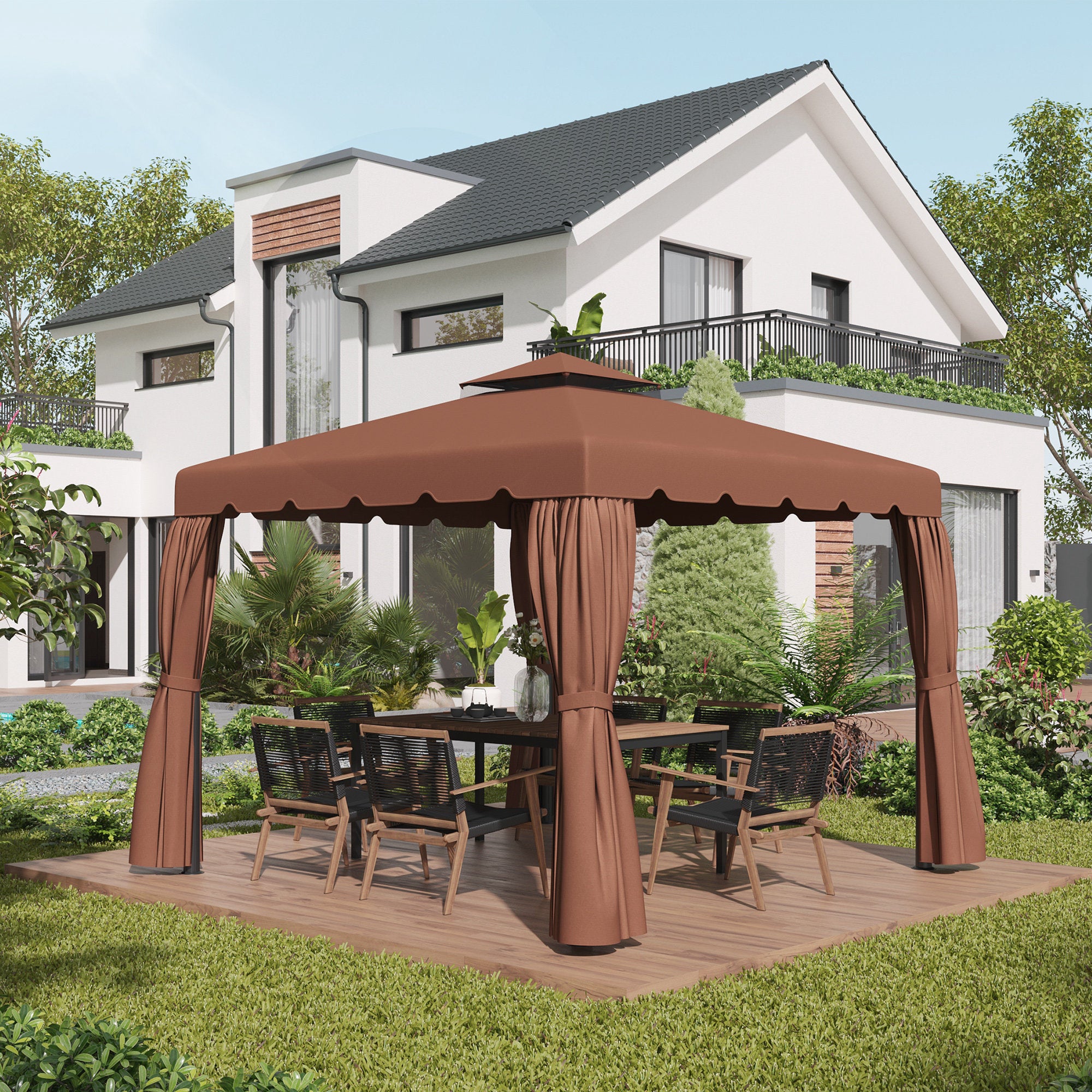 Toldo de Substituição 300x300 cm Marrom