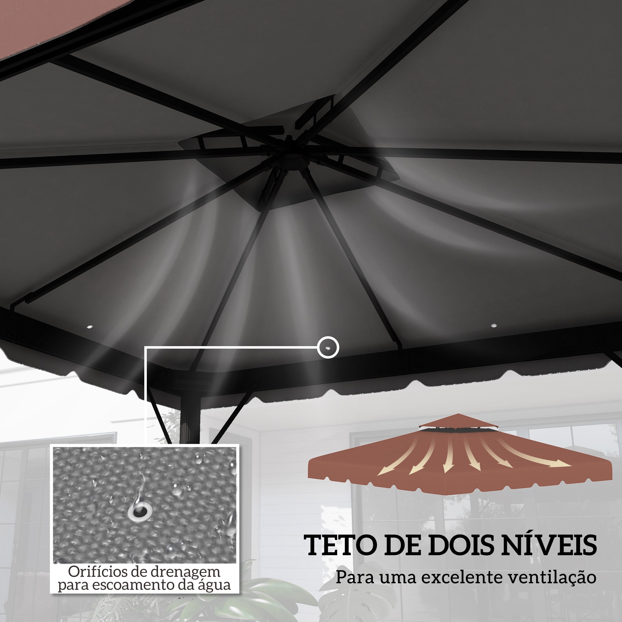 Toldo de Substituição 300x300 cm Marrom