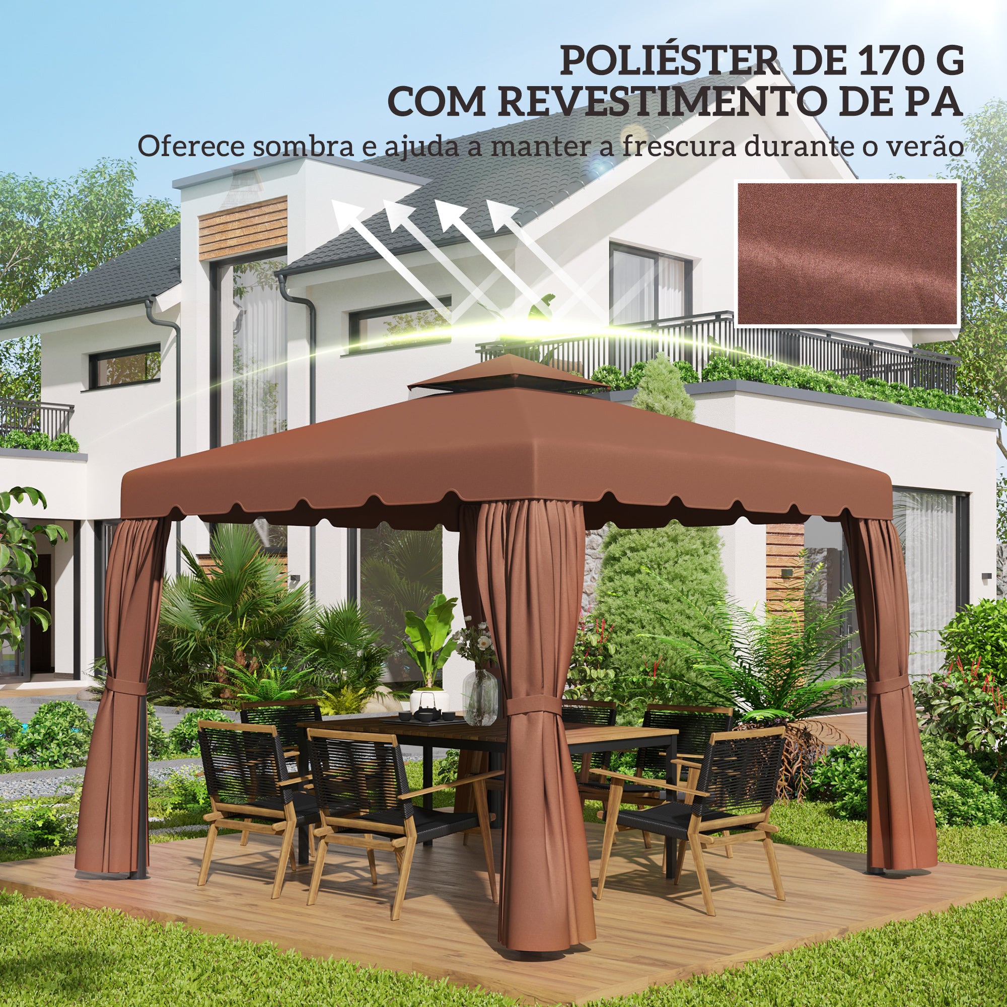 Toldo de Substituição 300x300 cm Marrom