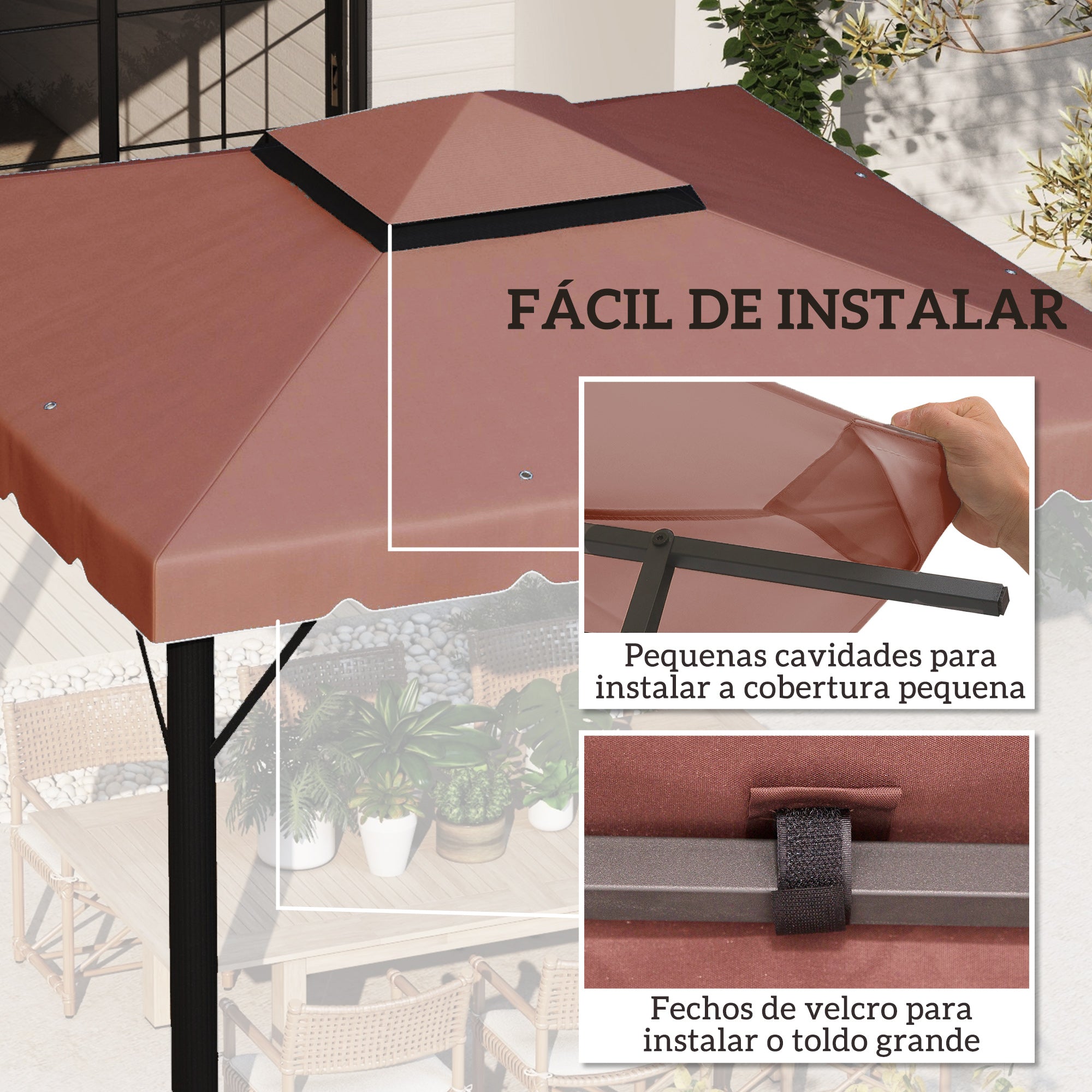 Toldo de Substituição 300x300 cm Marrom