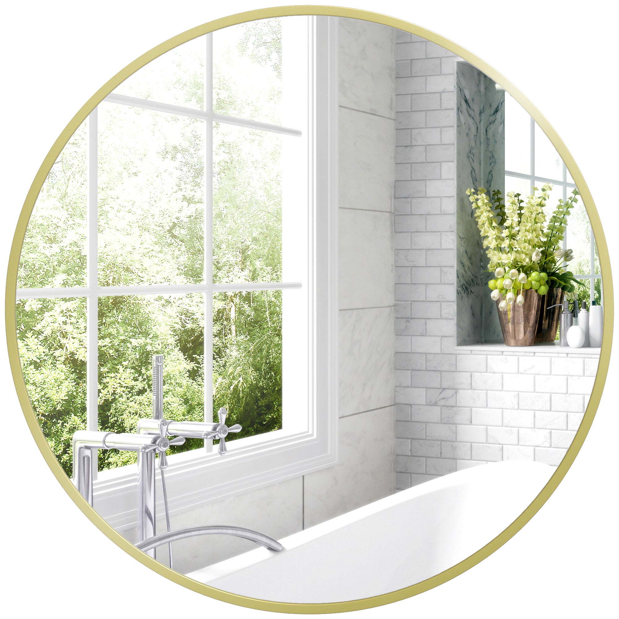 Espelho Redondo Ouro Ø70 cm para Casa de Banho e Ambientes Decorativos