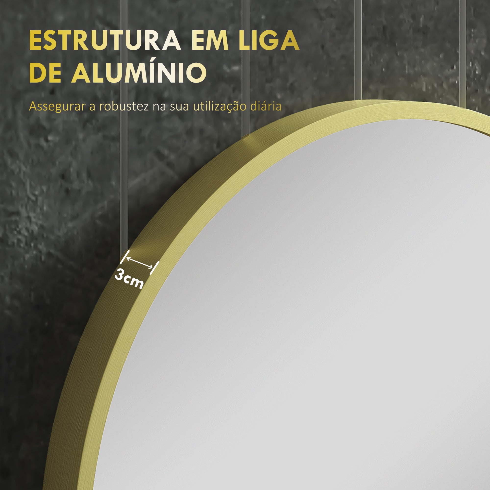 Espelho Redondo Ouro Ø70 cm para Casa de Banho e Ambientes Decorativos