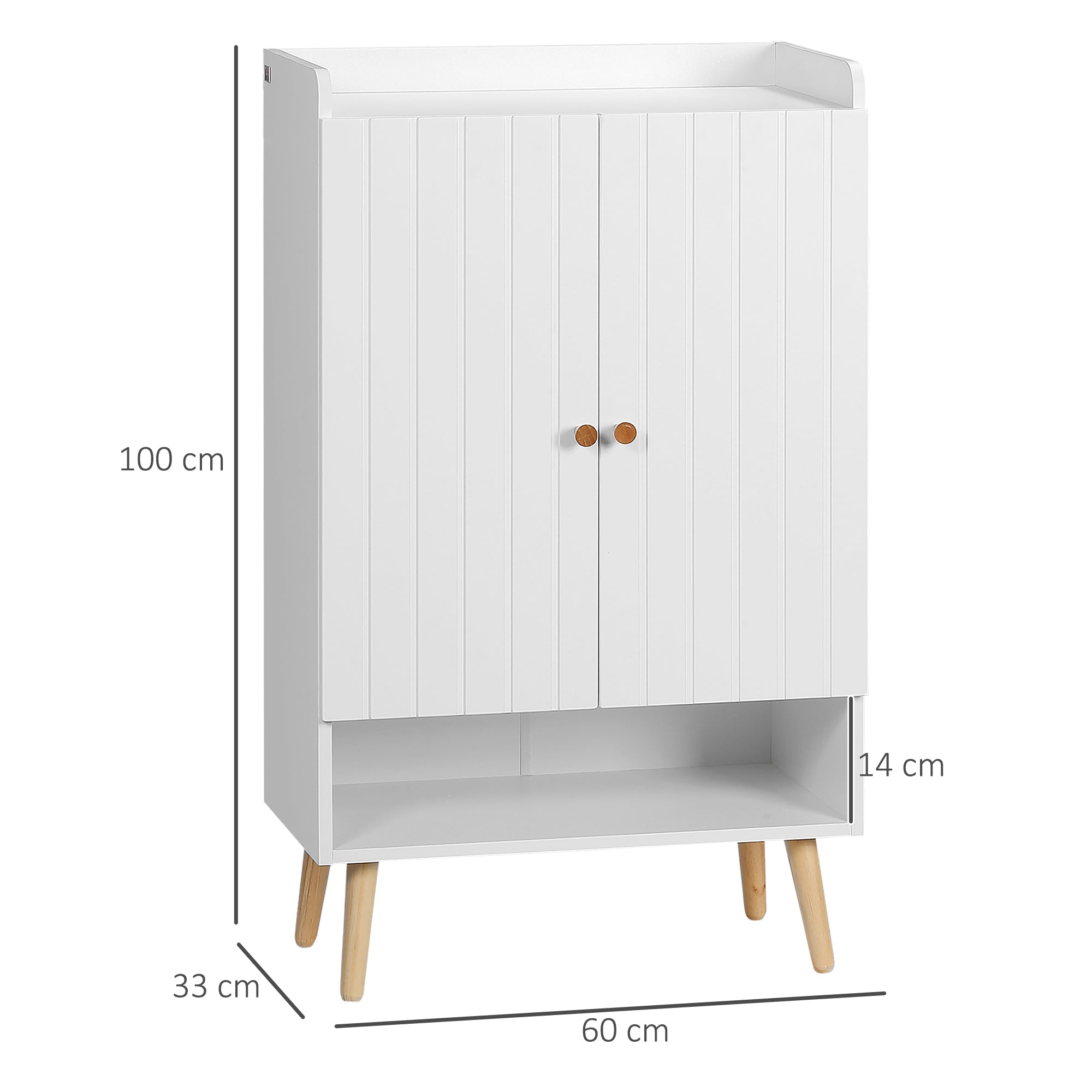 Sapateira com Prateleira Aberta e Prateleiras Ajustáveis 60x33x100cm Branco e Madeira
