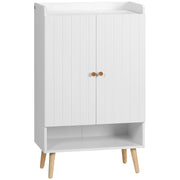 Sapateira com Prateleira Aberta e Prateleiras Ajustáveis 60x33x100cm Branco e Madeira