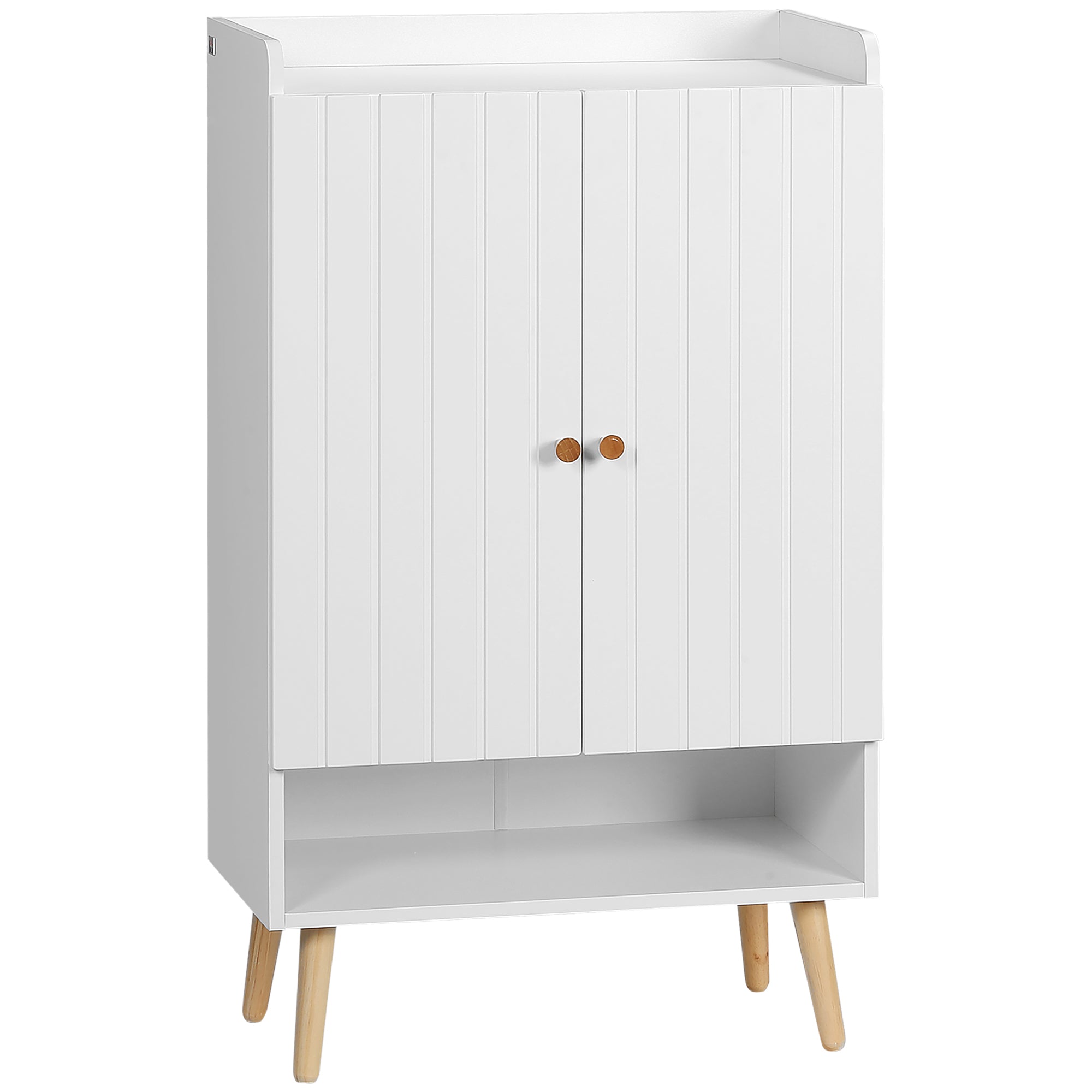 Sapateira com Prateleira Aberta e Prateleiras Ajustáveis 60x33x100cm Branco e Madeira