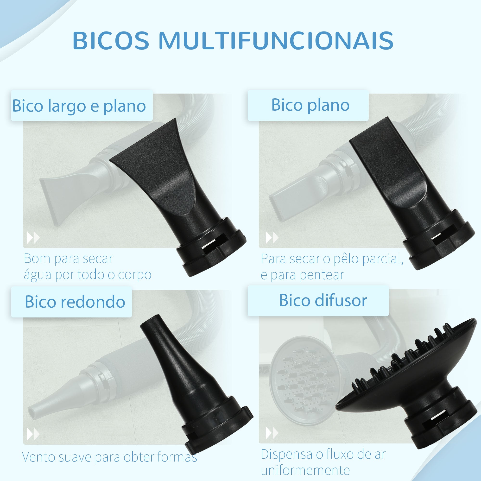 Secador de Pelo para Cães 2000W - Branco 23x23x26,5cm