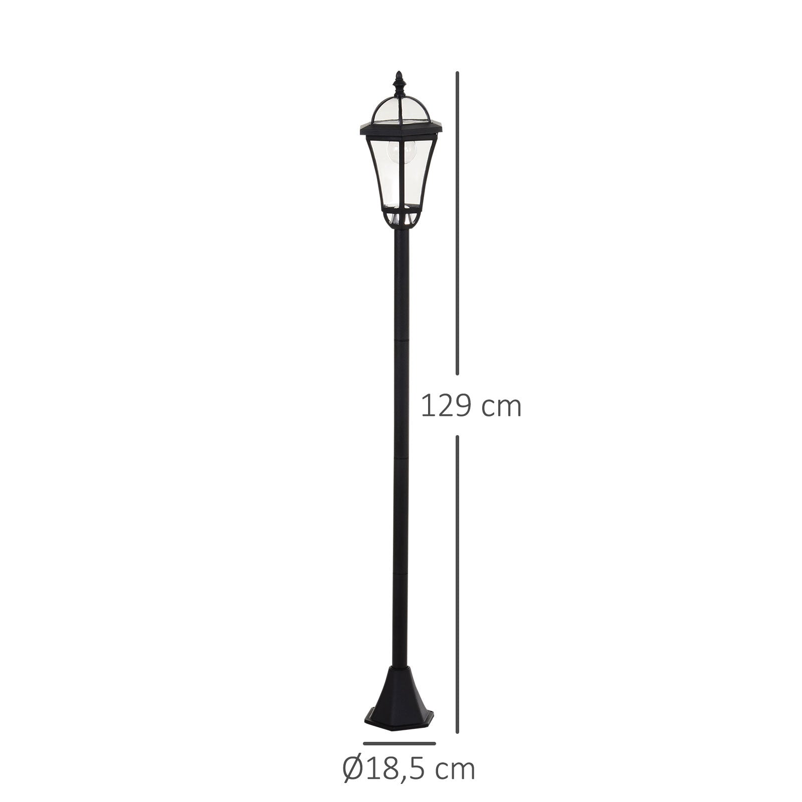 Candeeiro Solar para Exterior – 18,5x18,5x129 cm – Preto – ABS