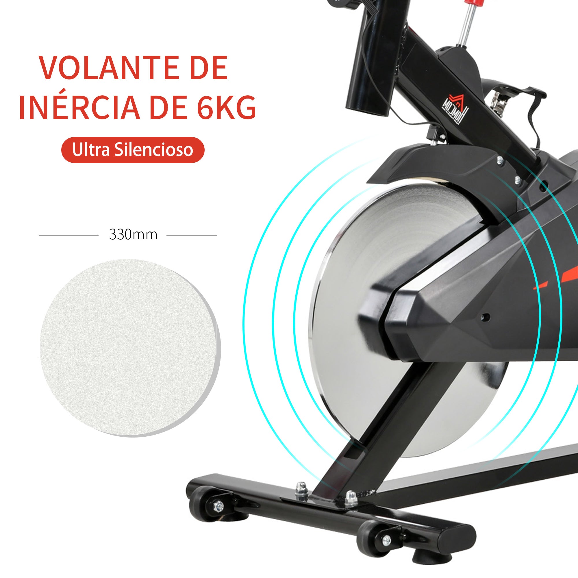 Bicicleta Estática Spinning com Monitor LCD 85x46x114cm Preto e Vermelho