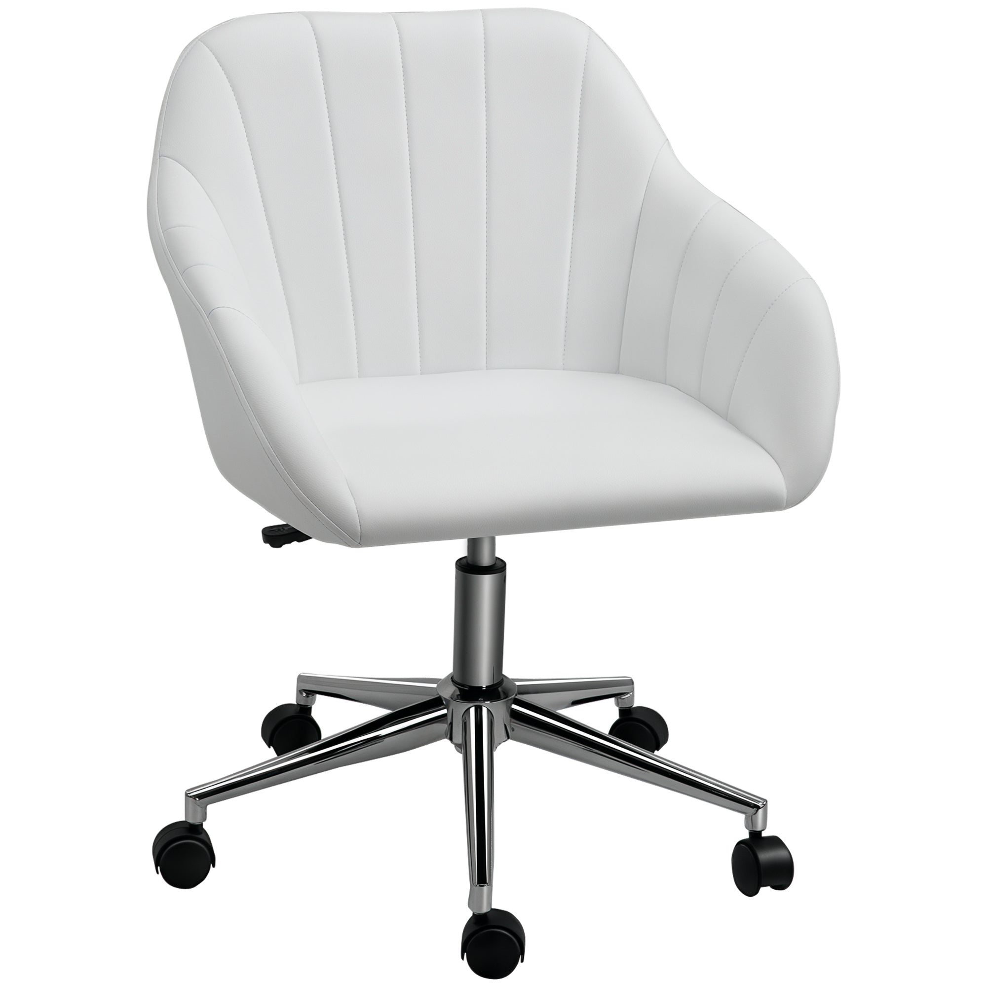 Cadeira de Escritório Branca Ergonômica Giratória com Altura Ajustável 60x59x89cm
