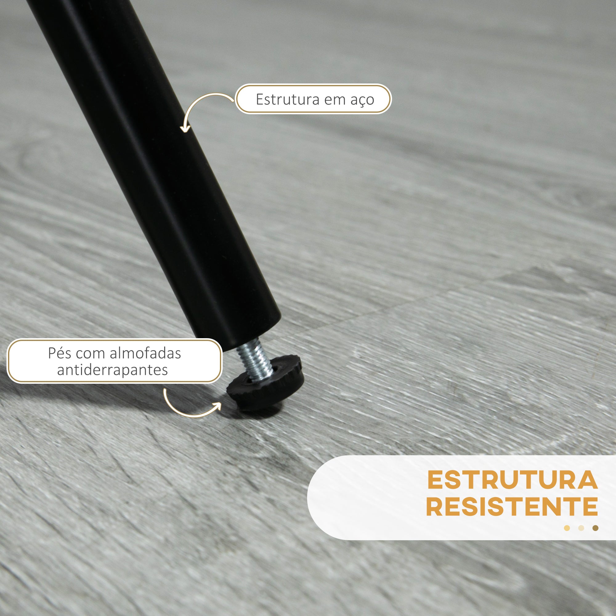 Bancos Altos de Cozinha – 41,5x47,5x90 cm – Cinza Claro – Poliéster e Aço