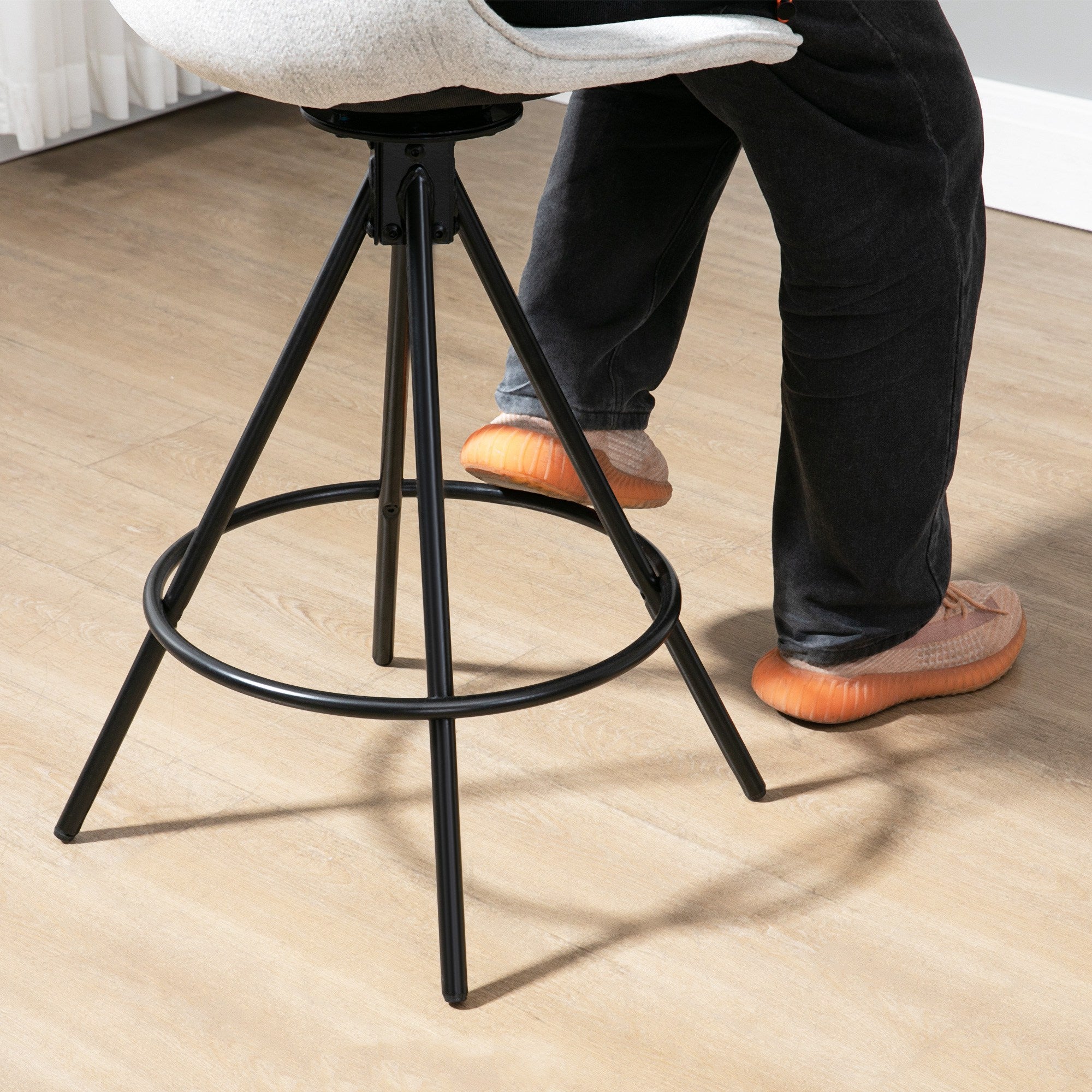 Bancos Altos de Cozinha – 41,5x47,5x90 cm – Cinza Claro – Poliéster e Aço