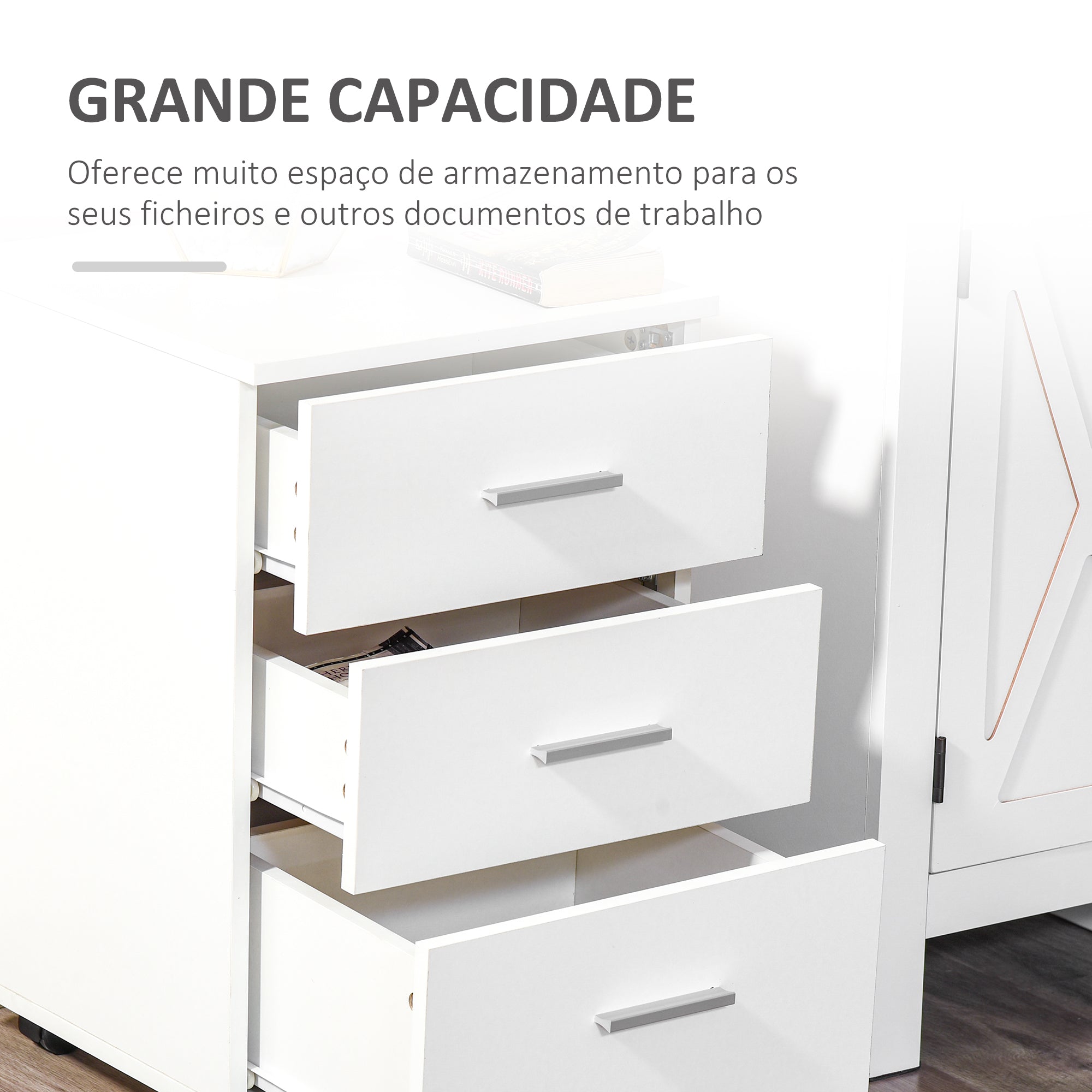 Bloco de Gavetas para Escritório 3 Gavetas 40x40x61,5 cm Branco