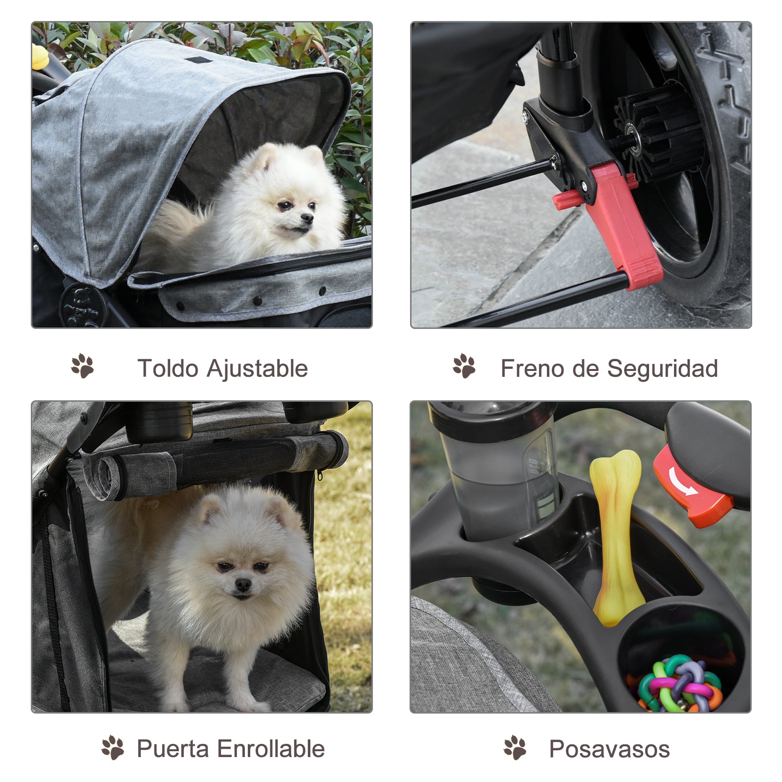 Carrinho de Animais de Estimação Dobrável com Rodas 109,5x54,5x106,5 cm - Cinzento