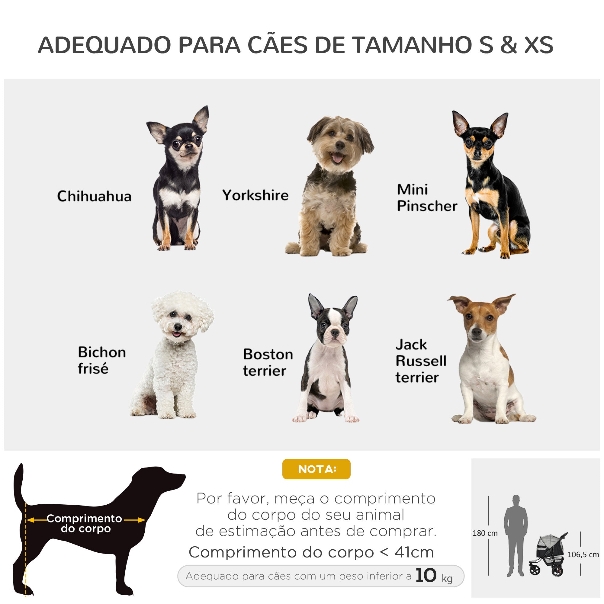 Carrinho de Animais de Estimação Dobrável com Rodas 109,5x54,5x106,5 cm - Cinzento