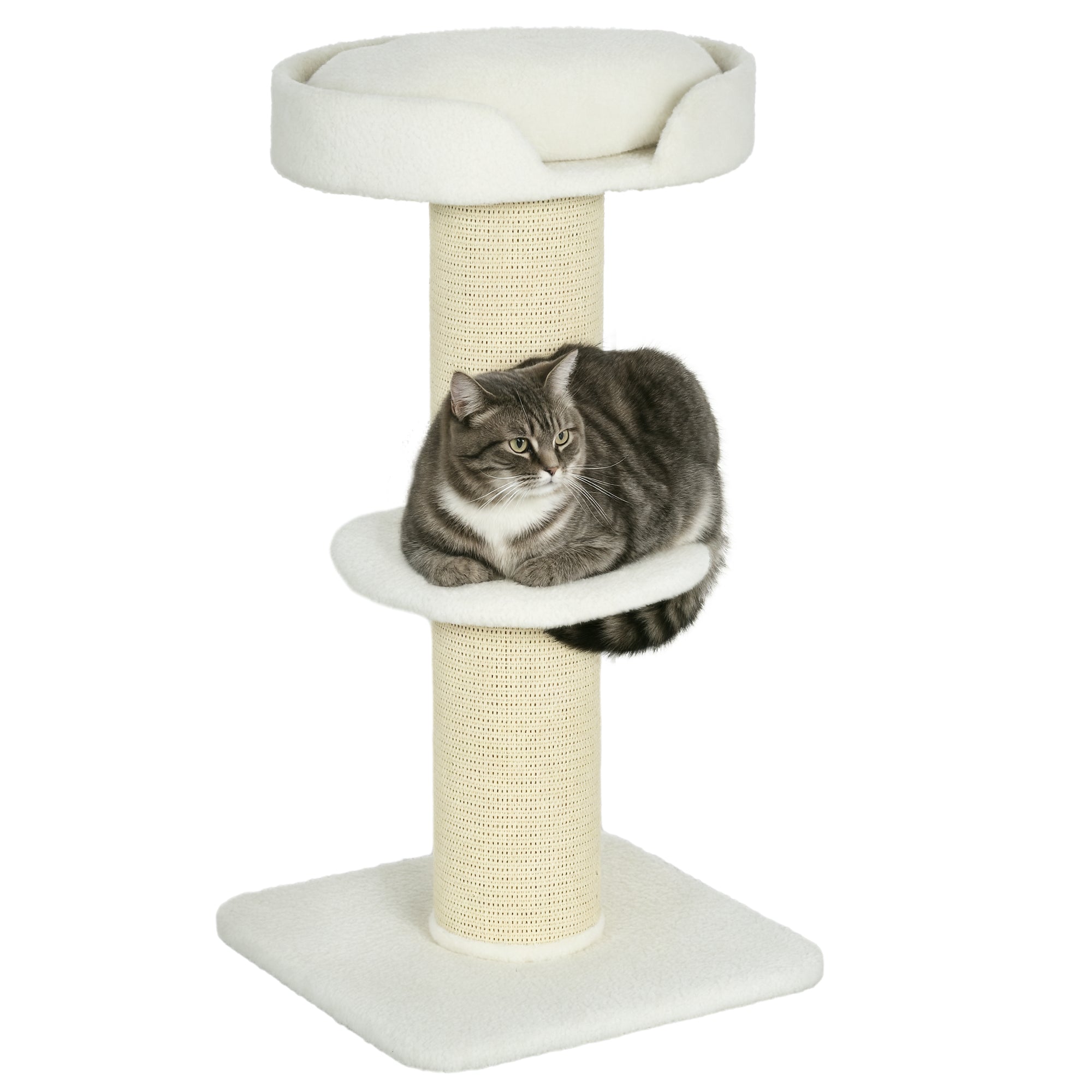 Arranhador para Gatos 3 Níveis Creme Branco 45x45x91 cm
