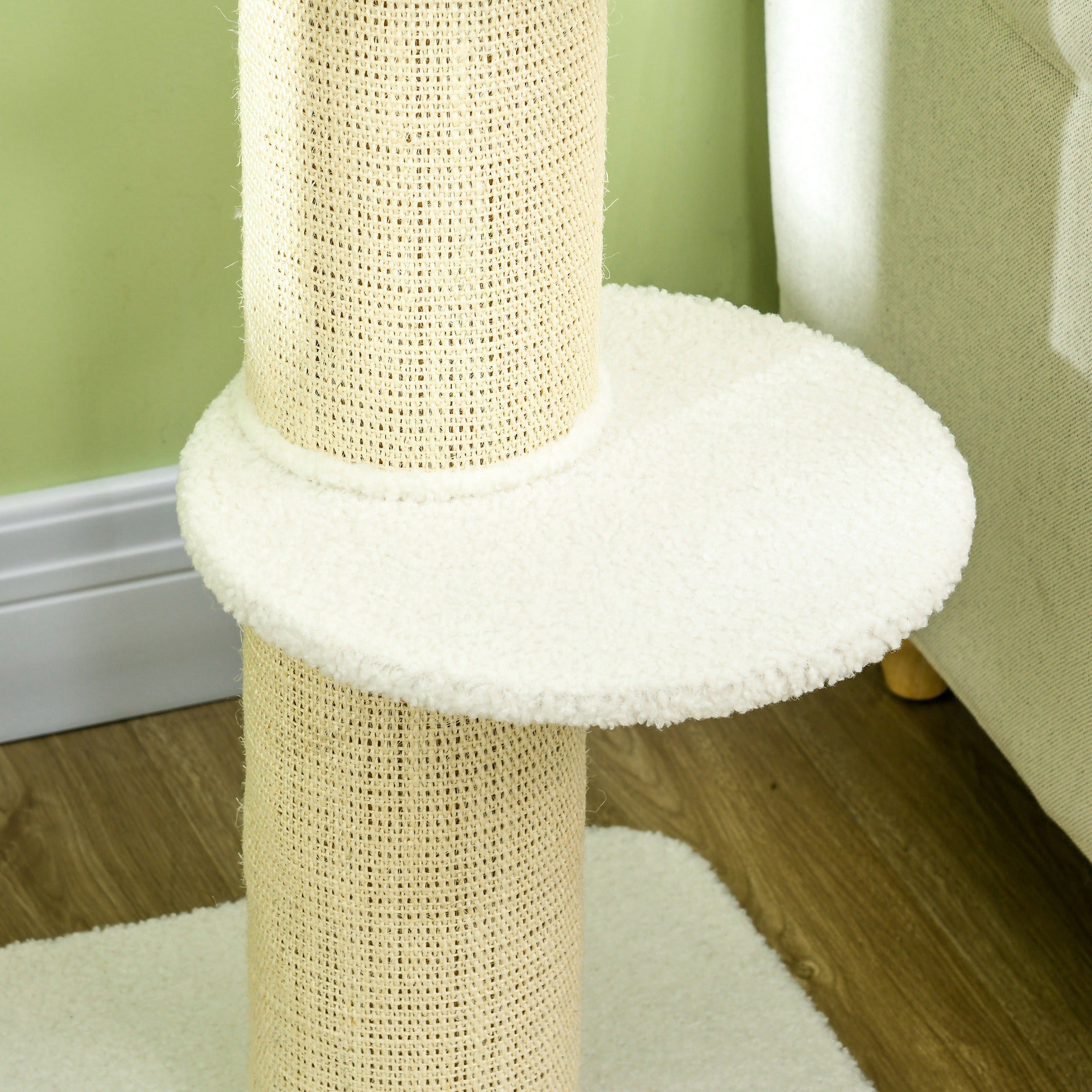 Arranhador para Gatos 3 Níveis Creme Branco 45x45x91 cm