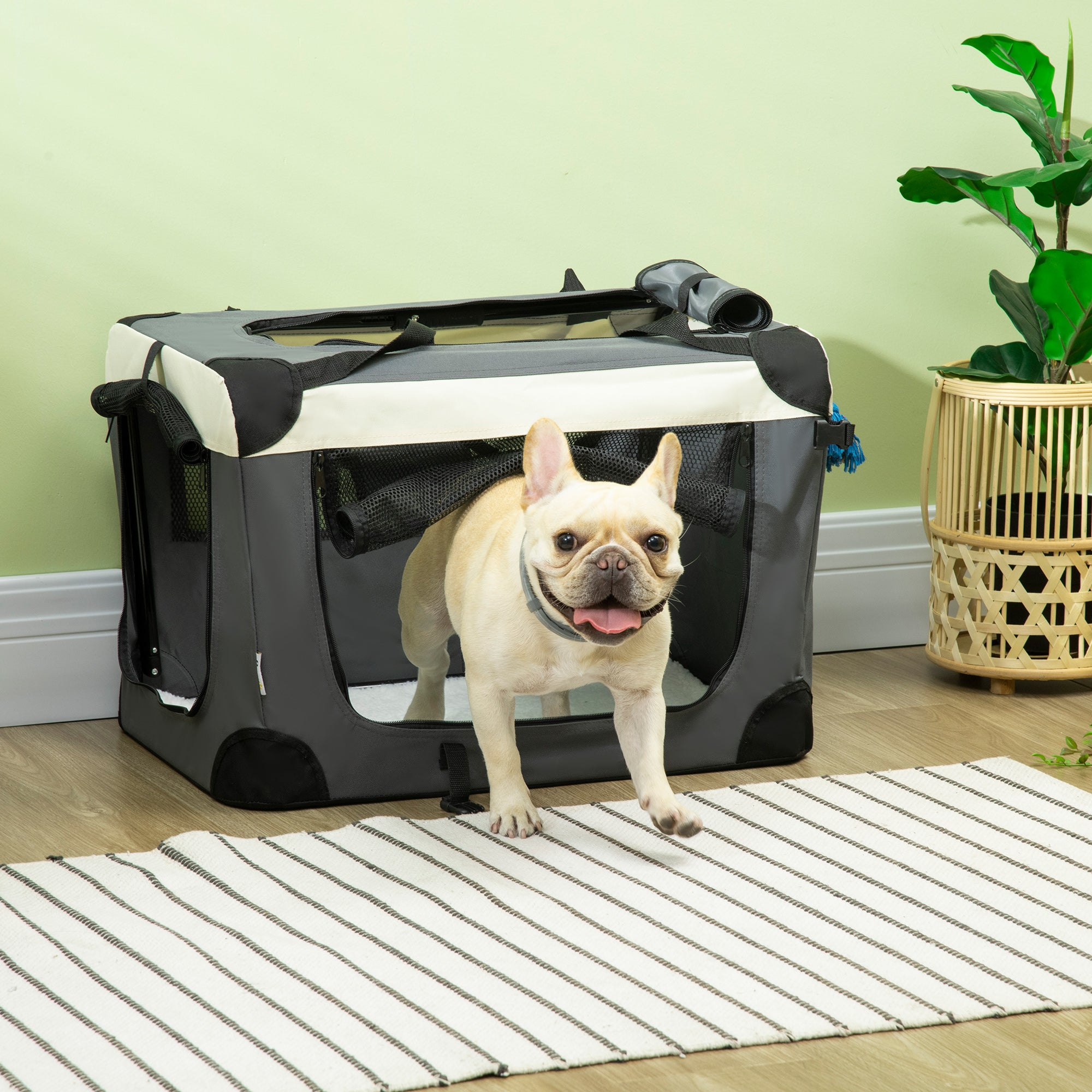 Transportadora para Cães e Gatos 60x41x41cm Cinzento