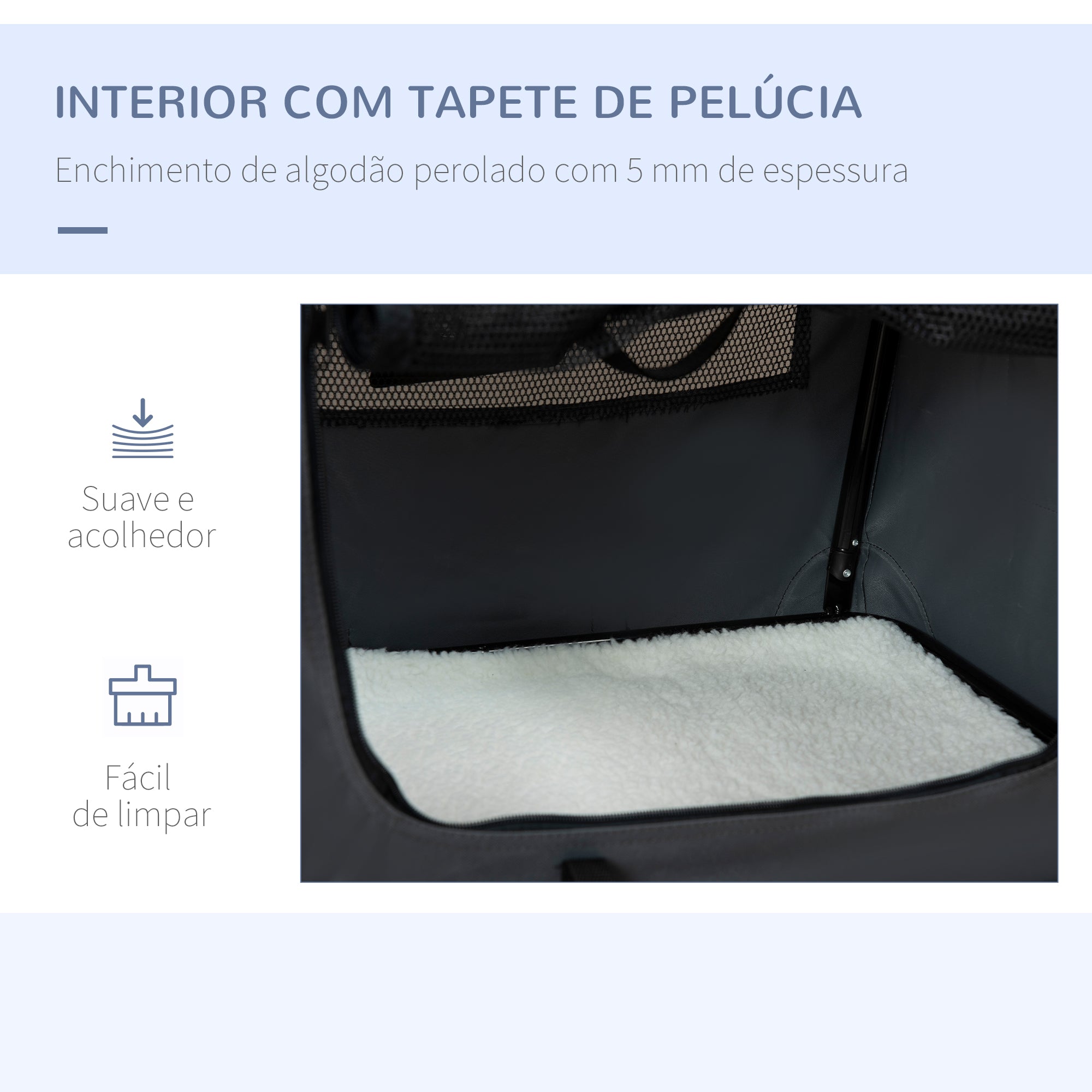 Transportadora para Cães e Gatos 60x41x41cm Cinzento