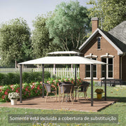 Toldo de Substituição Bege 398 x 298 cm para Pérgola de Jardim