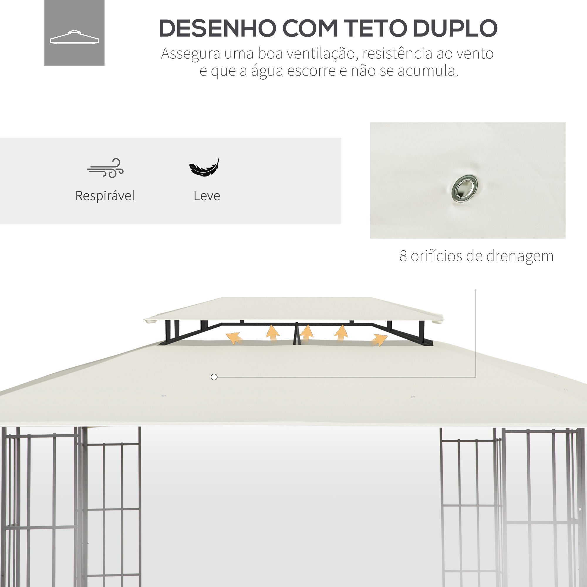 Toldo de Substituição Bege 398 x 298 cm para Pérgola de Jardim