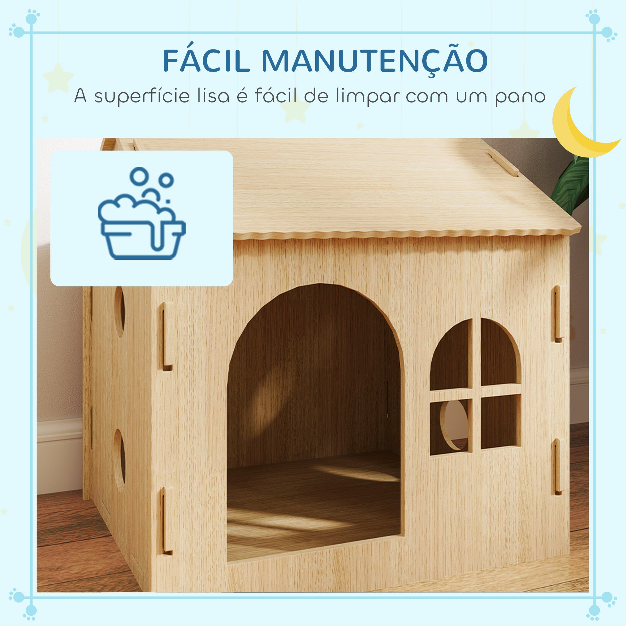 Casota para Animais de Estimação – 49,5x41x51 cm – Cor de Madeira Natural – MDF