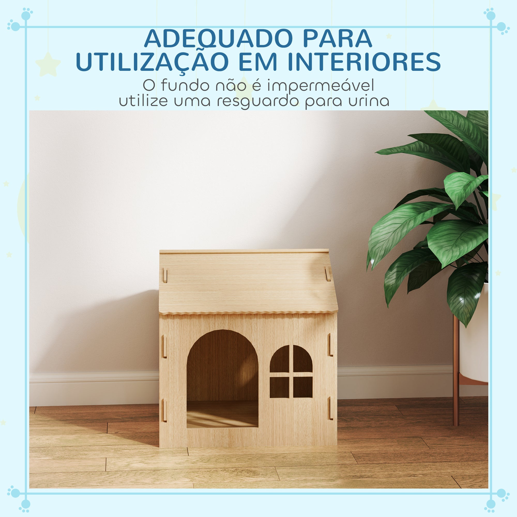 Casota para Animais de Estimação – 49,5x41x51 cm – Cor de Madeira Natural – MDF