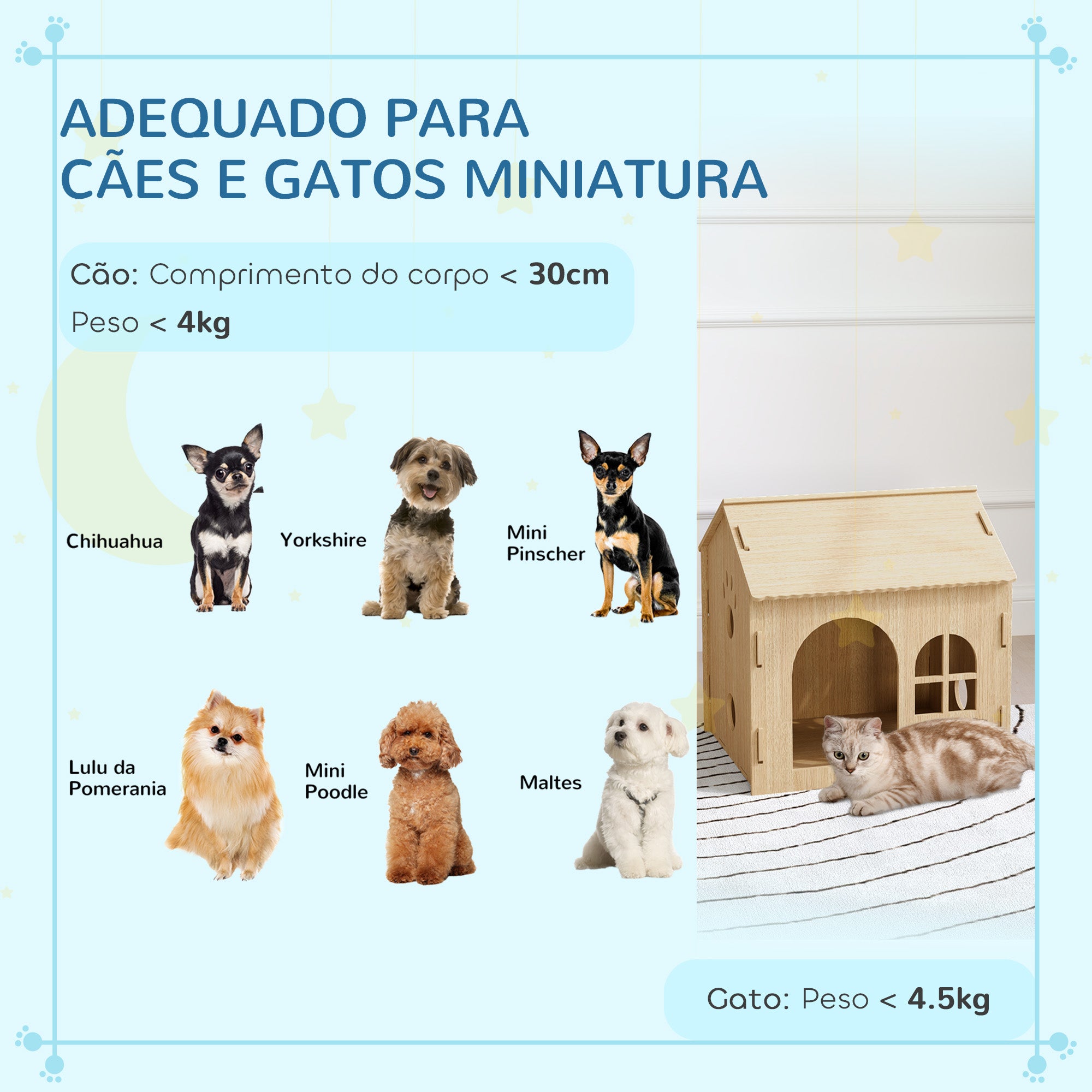 Casota para Animais de Estimação – 49,5x41x51 cm – Cor de Madeira Natural – MDF