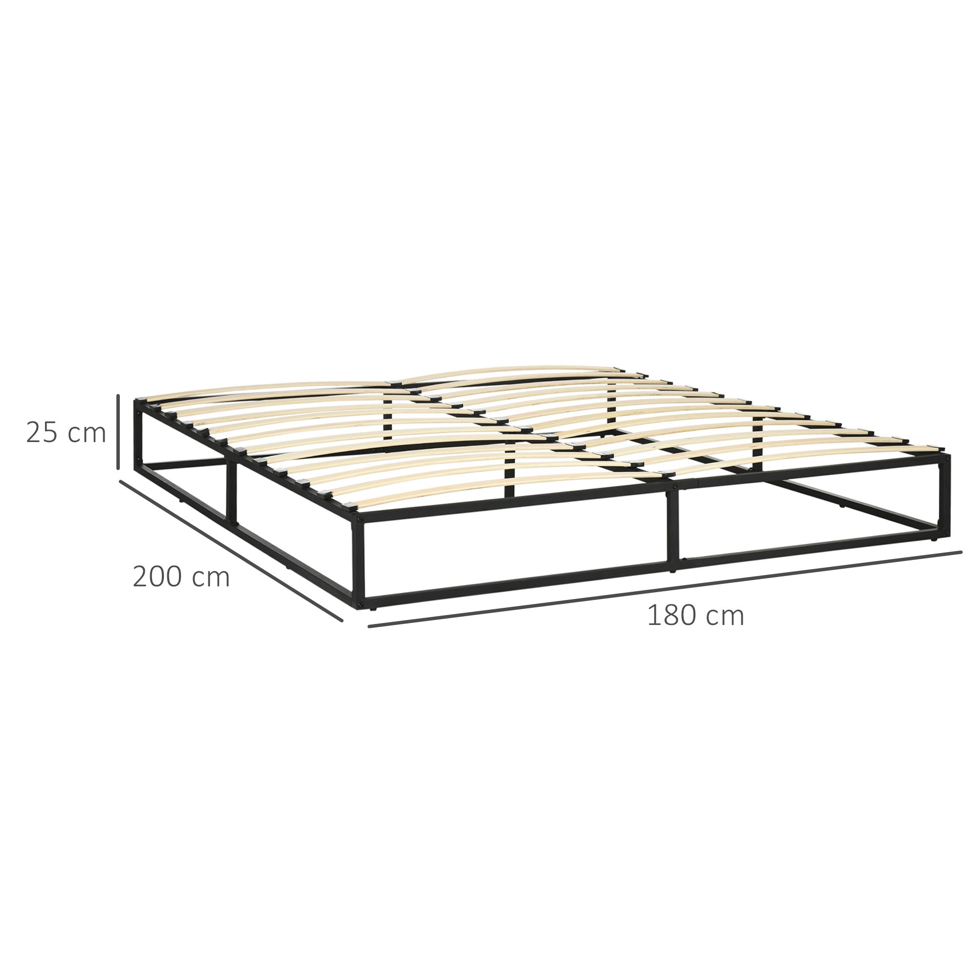 Estrutura de Cama de Aço Preto 180x200x25 cm