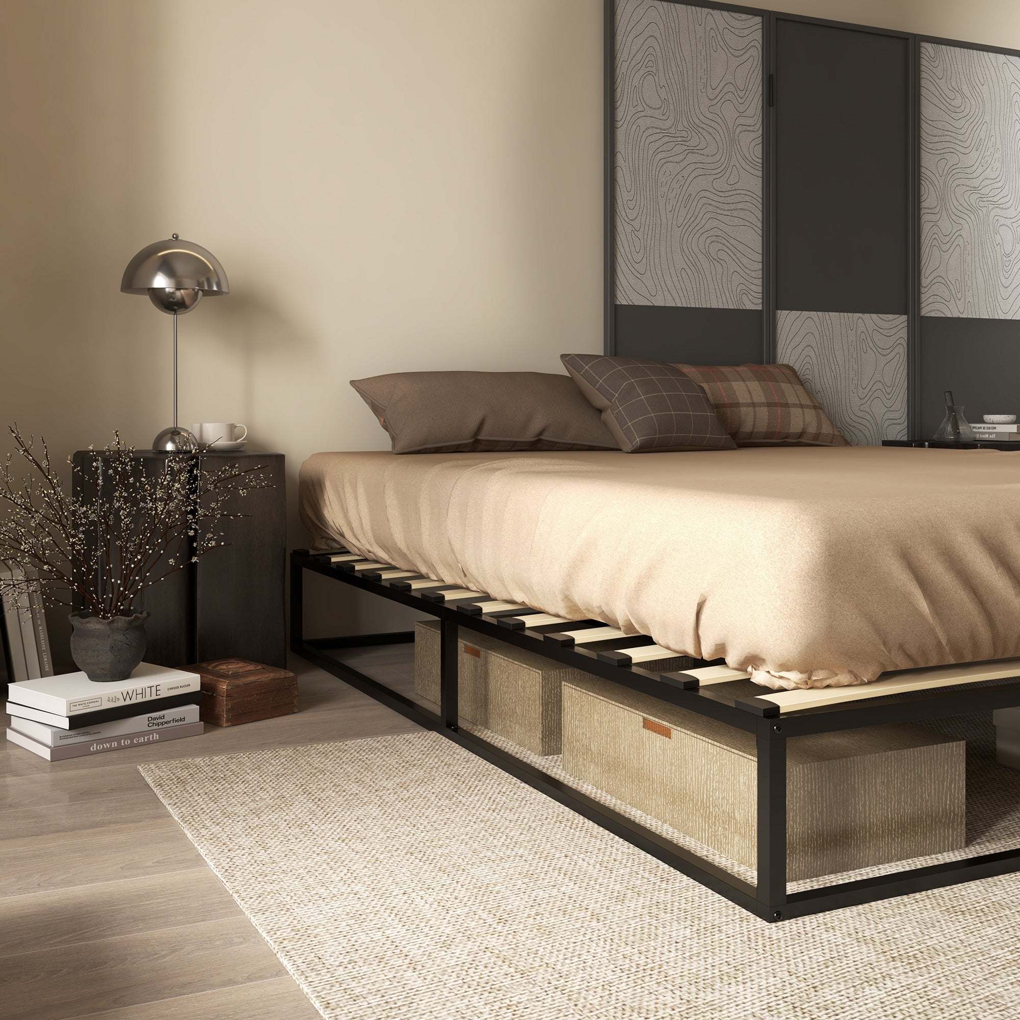 Estrutura de Cama de Aço Preto 180x200x25 cm