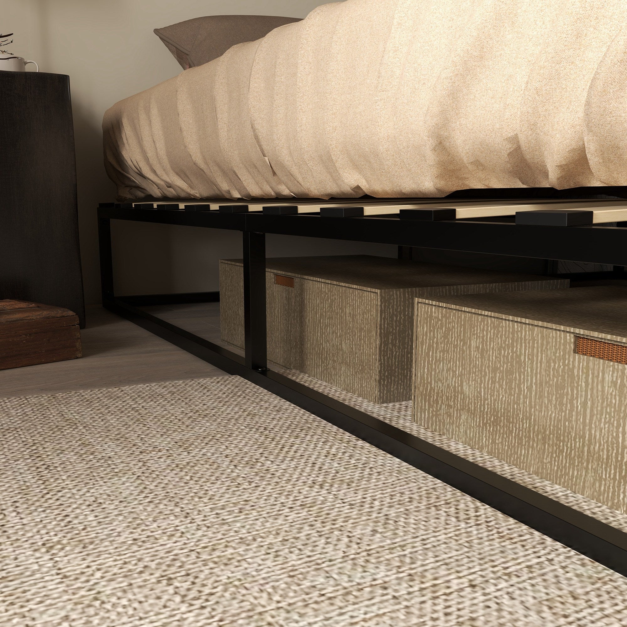 Estrutura de Cama de Aço Preto 180x200x25 cm