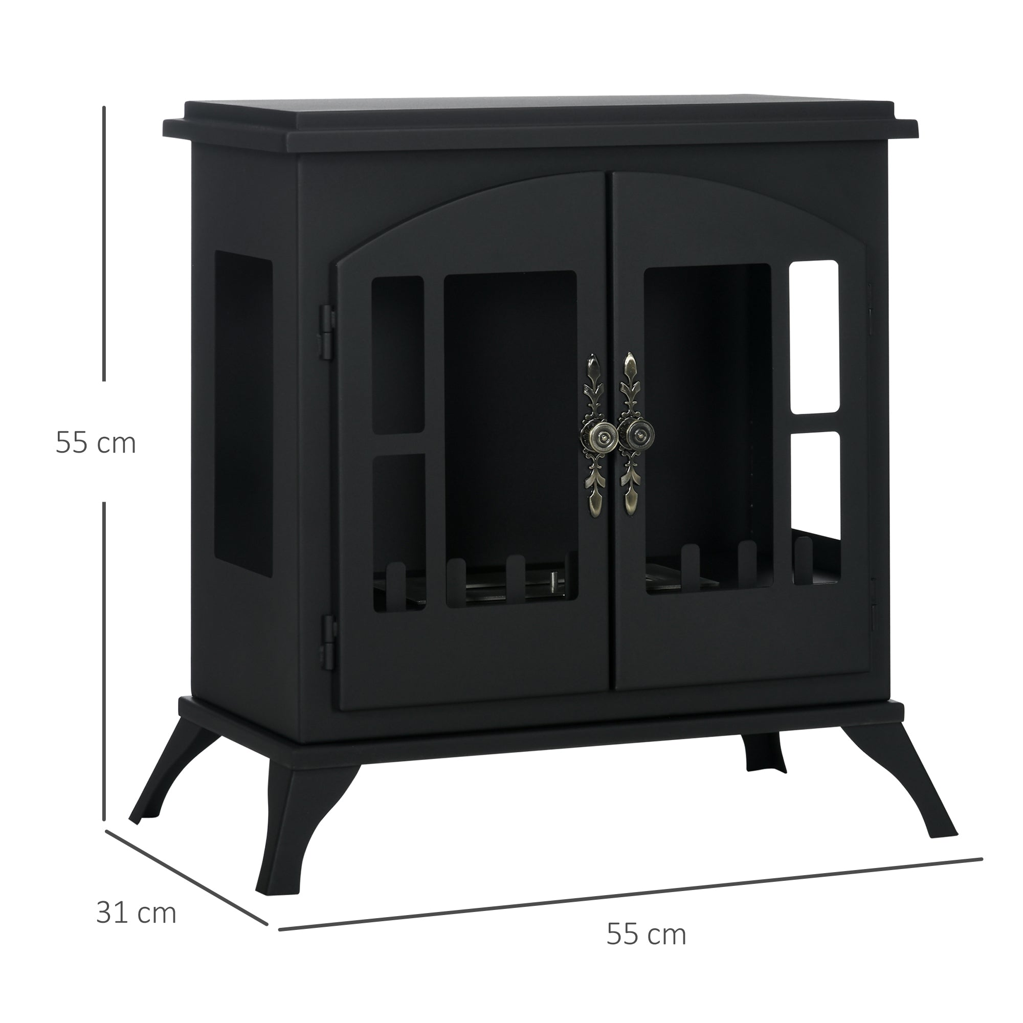 Lareira de Bioetanol de Pé – 55x31x55 cm – Preto – Aço