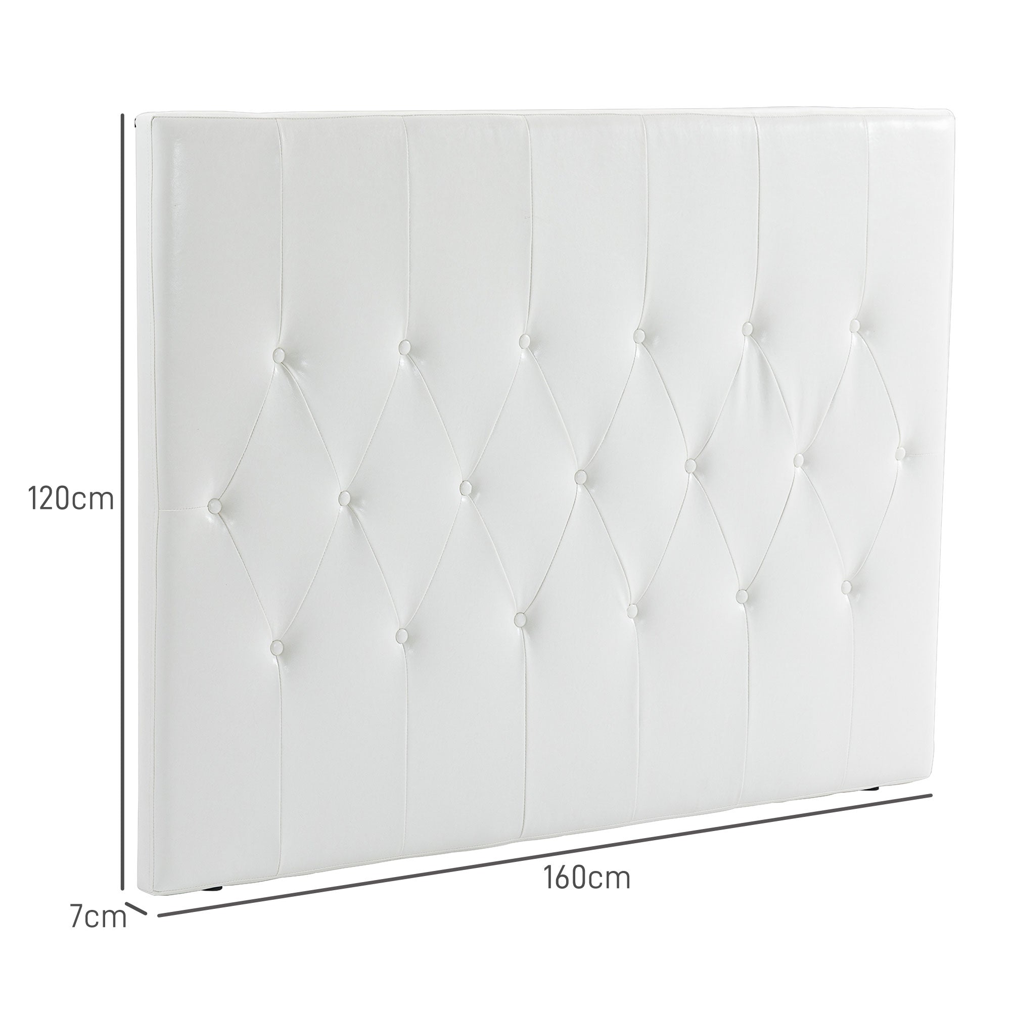 Cabeceira de Cama Estofada em Linho Branco 160x7x120cm