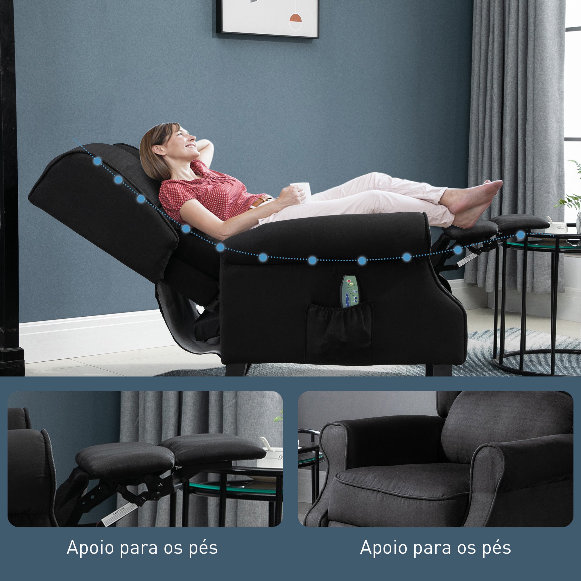 Poltrona de Massagem Relax Reclinável 78x83x101 cm - Cor Preto