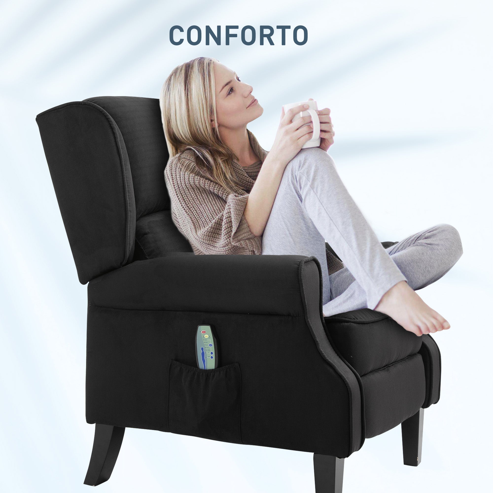 Poltrona de Massagem Relax Reclinável 78x83x101 cm - Cor Preto