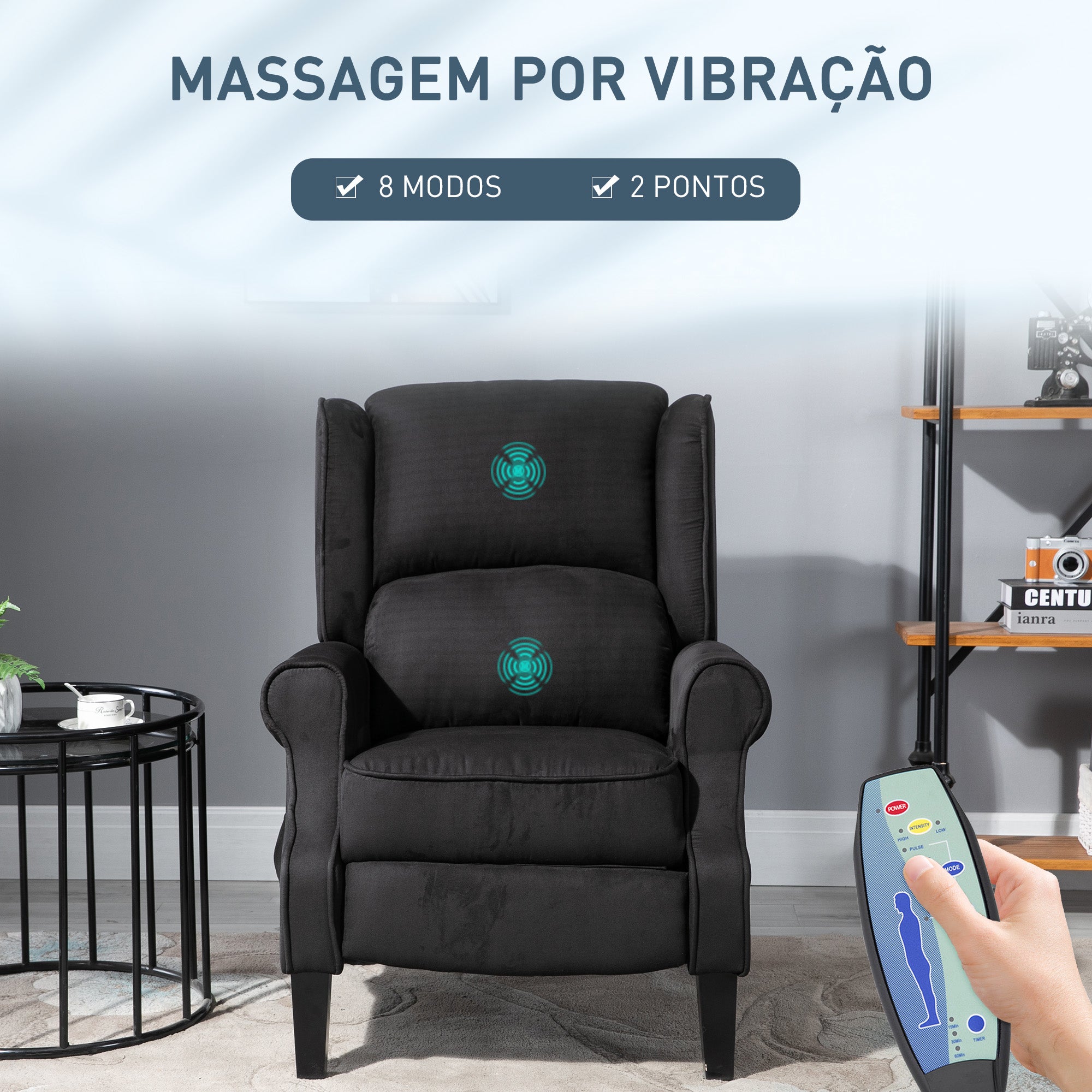 Poltrona de Massagem Relax Reclinável 78x83x101 cm - Cor Preto