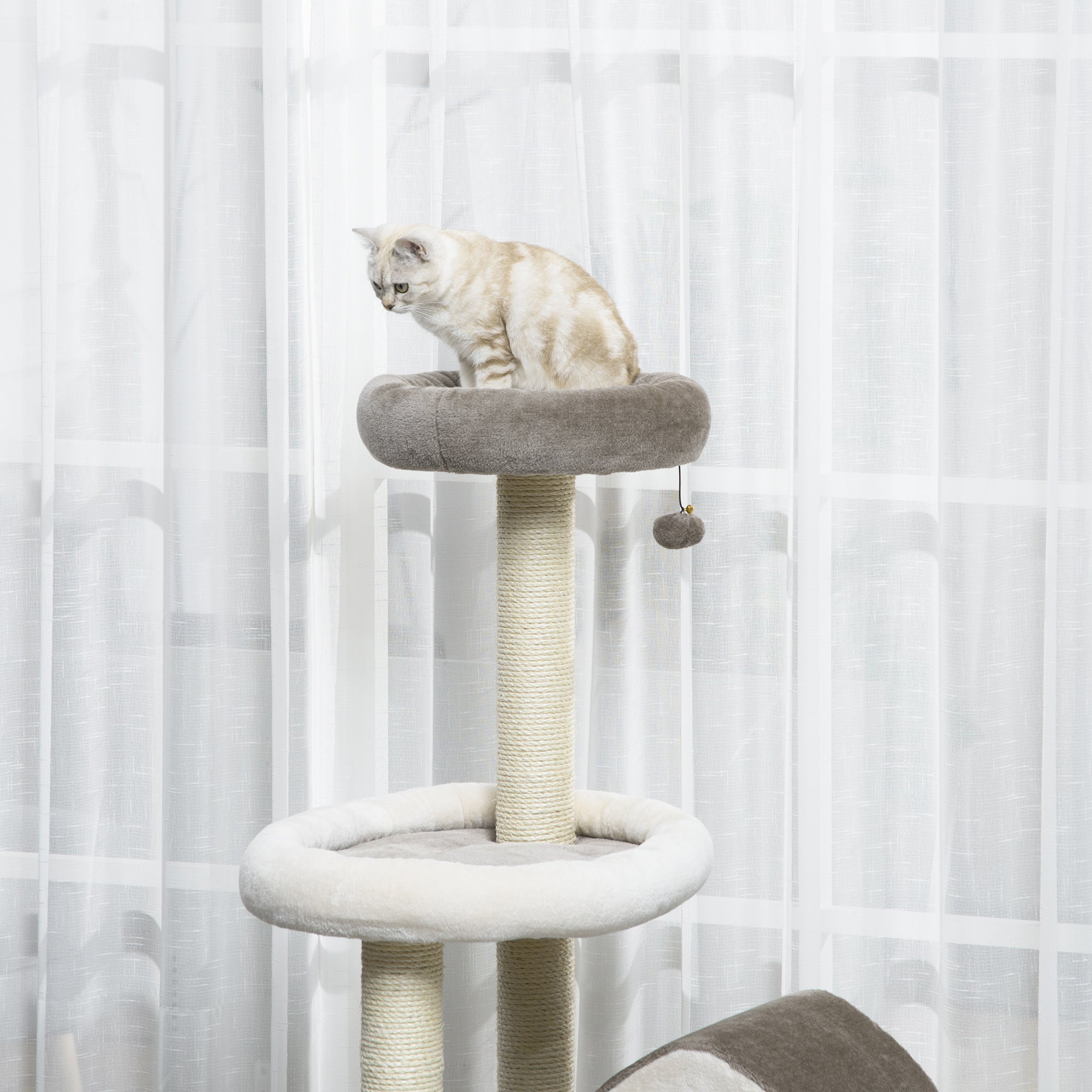 Torre Arranhador para Gatos 60x60x149 cm Marrom e Bege