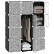 Armário Organizador de Brinquedos e Livros DIY - 111x47x145 cm - Branco e Preto