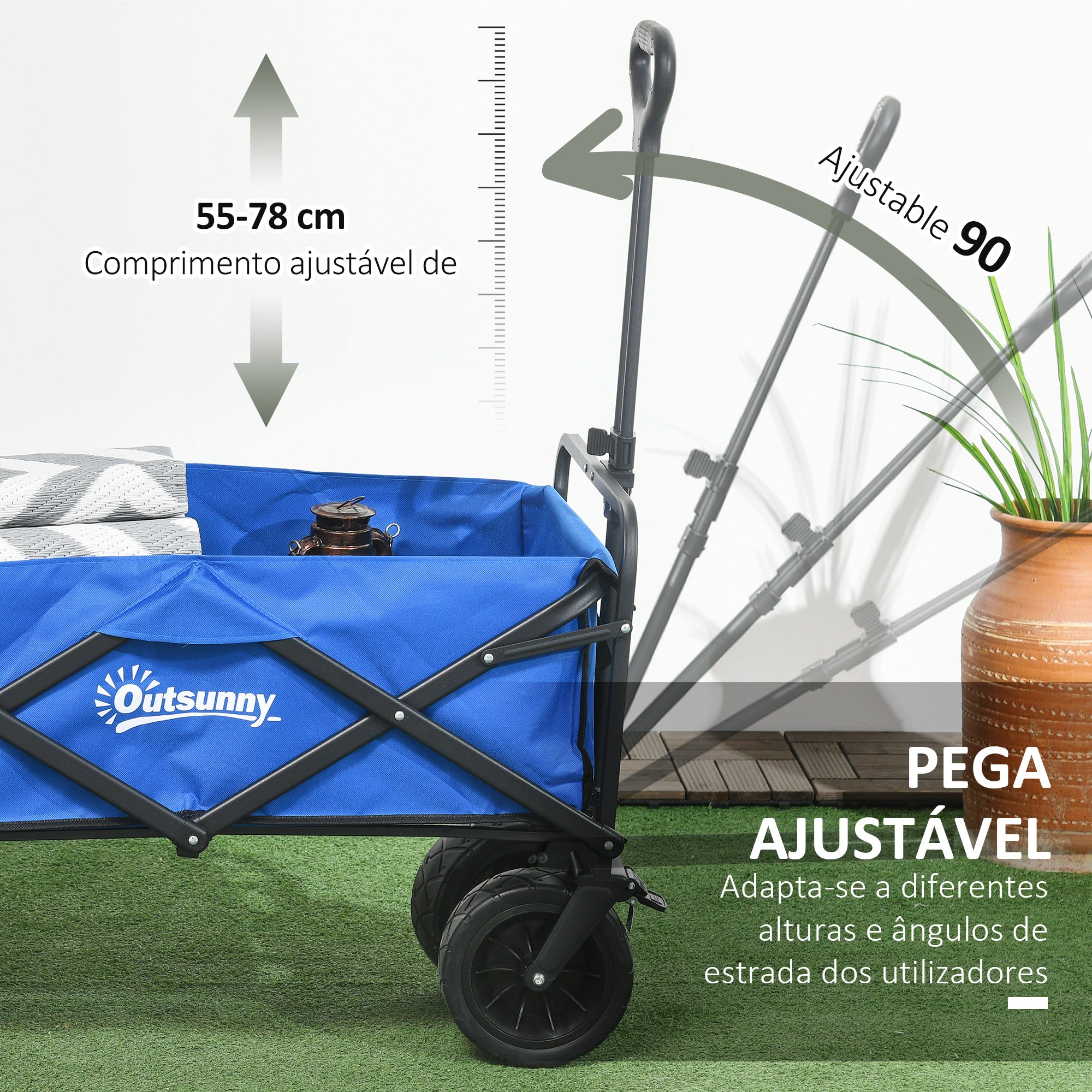Carrinho de Transporte Dobrável com Bolsa Térmica 113x57x77-100 cm - Azul