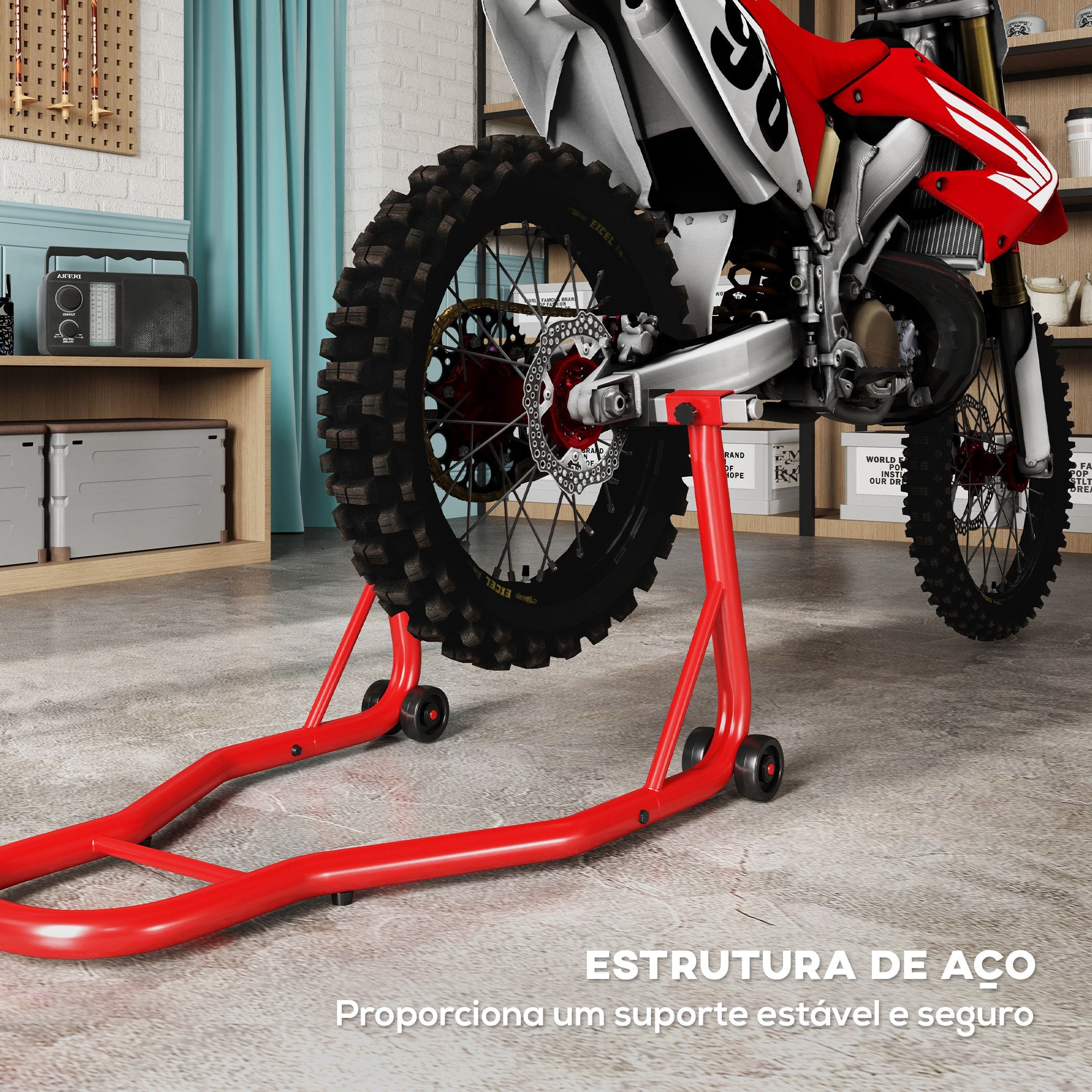 Descanso de Mota Portátil - 80 x 50 x 40 cm - Cor Vermelho